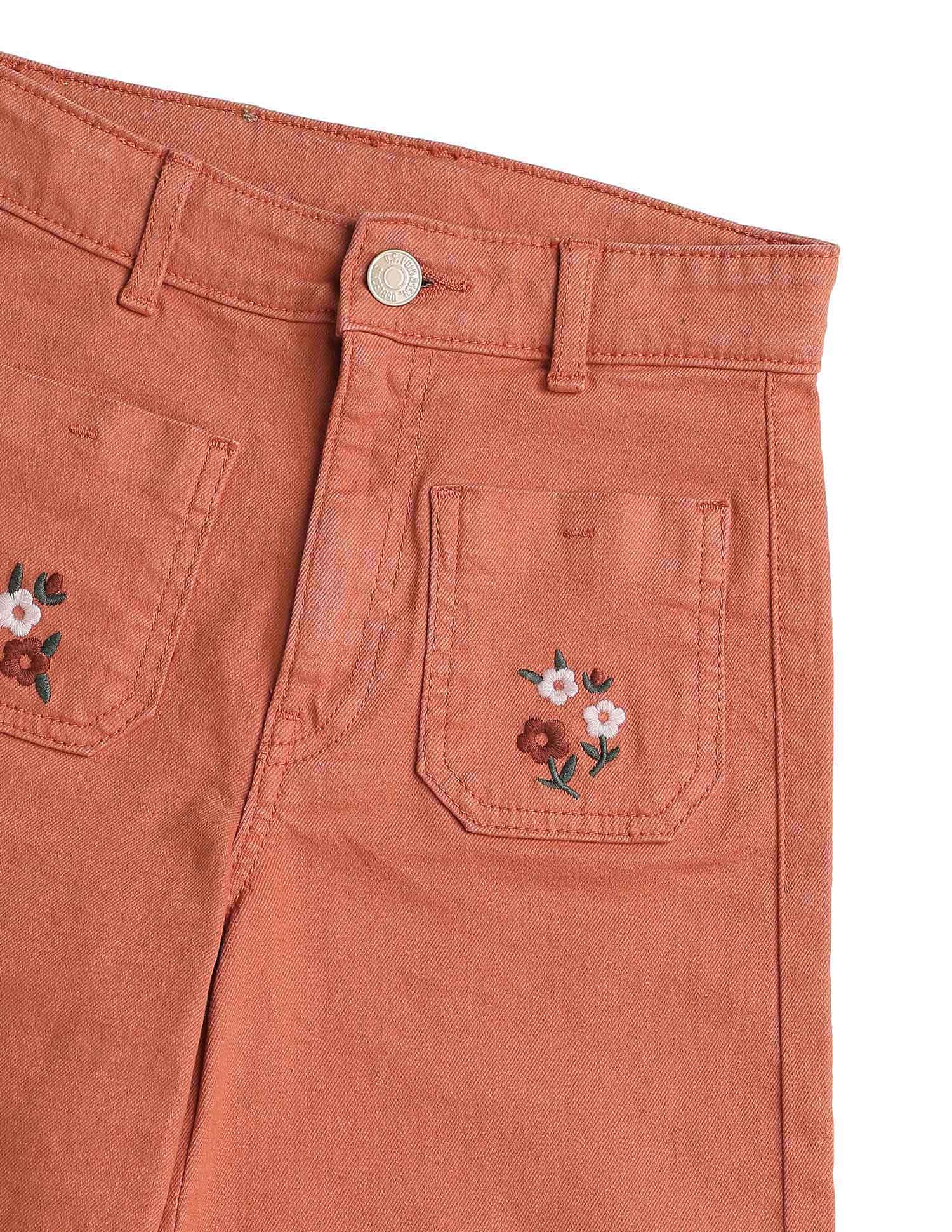 Girls Wide Leg Fit High Rise Jeans Rust - U.S. POLO ASSN. | Large