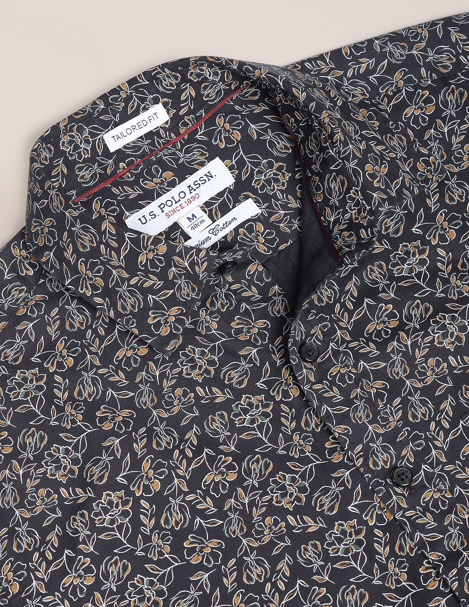 Premium Cotton Floral Shirt Black - U.S. Polo Assn. India | Large