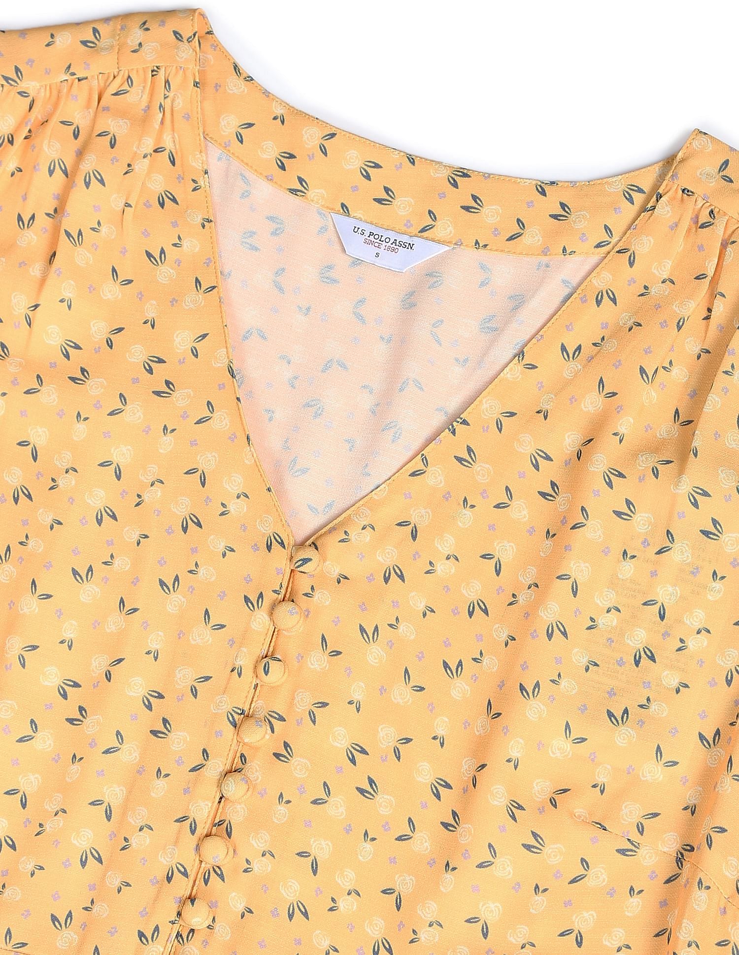 Floral Print Fit And Flare Dress Light Yellow - U.S. Polo Assn. India | Large
