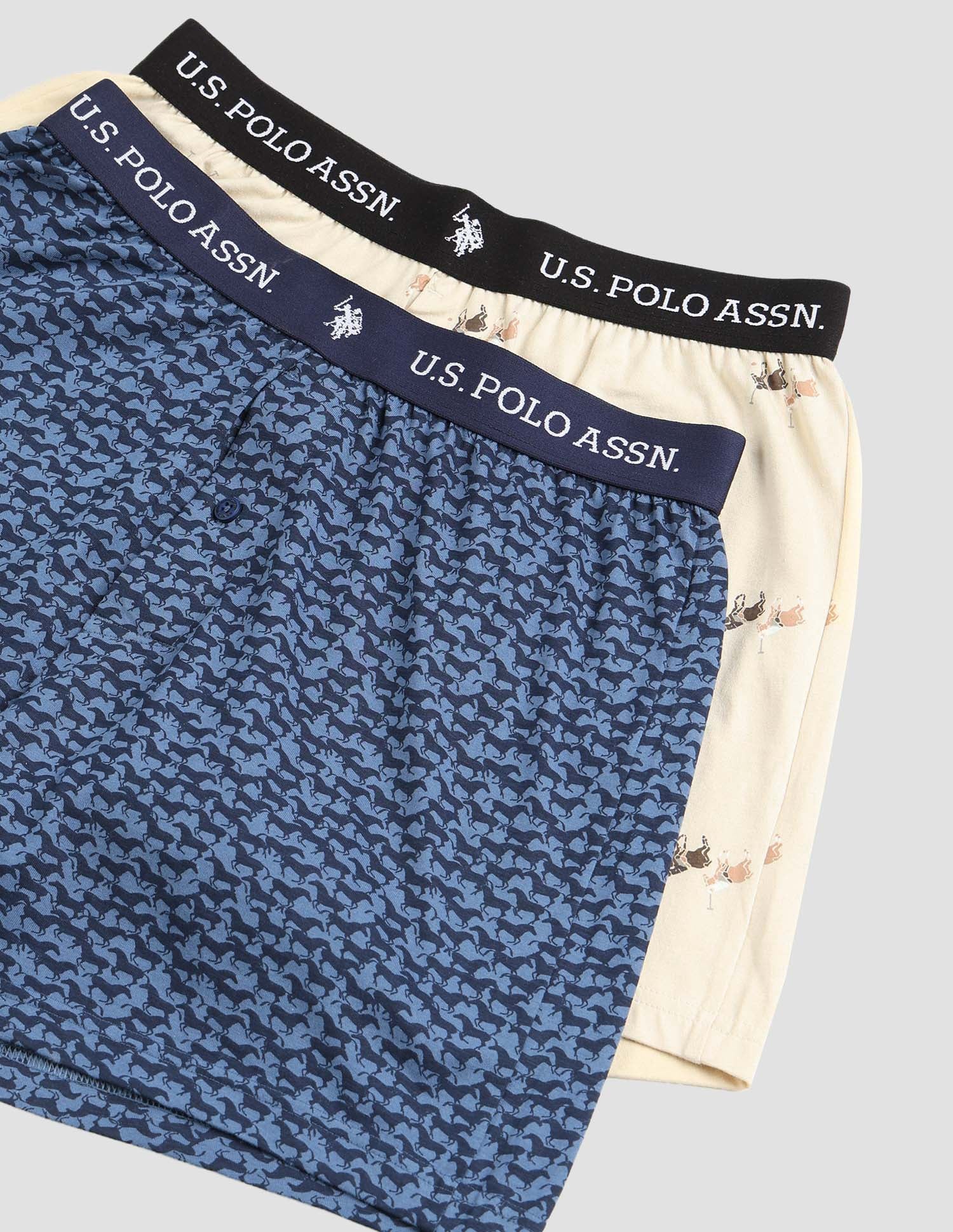 Printed Cotton OEX09 Boxers - Pack Of 2 Navy and Beige - U.S. POLO ASSN. | Large