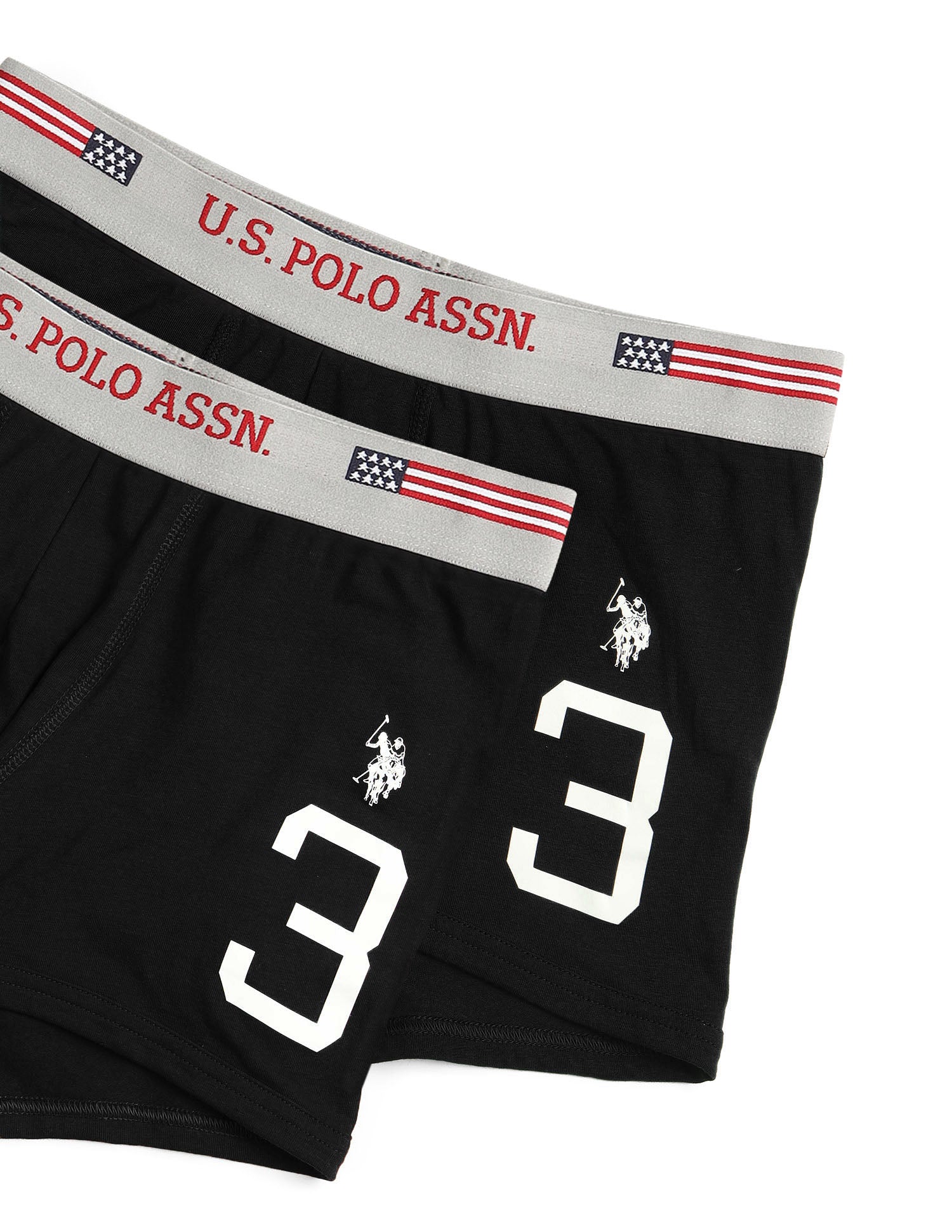 Pure Stretch Cotton I641-P2 Trunks - Pack Of 2 Black-Black - U.S. Polo Assn. India | Large