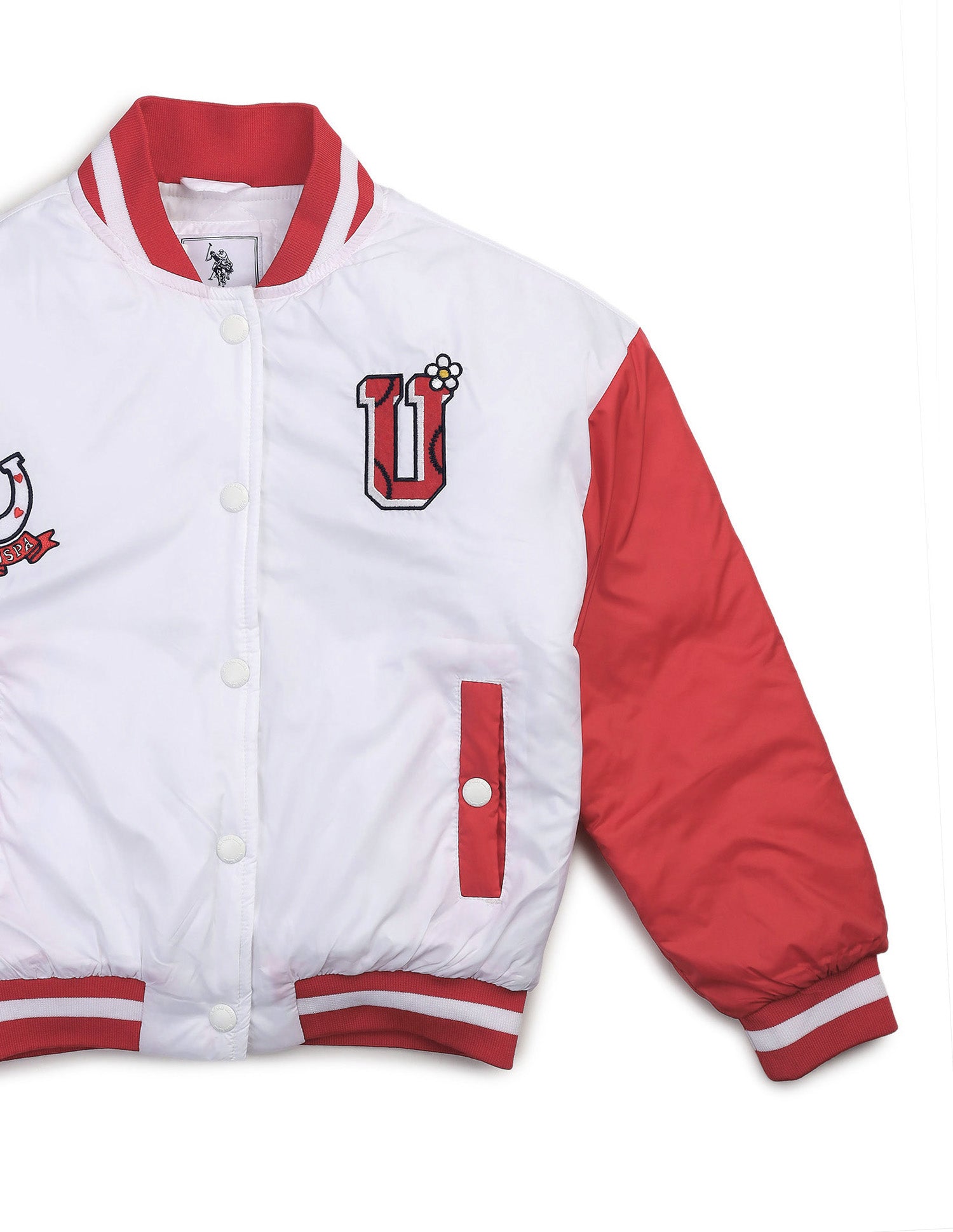 Colourblocked Regular Fit Varsity Jacket White - U.S. POLO ASSN. | Large