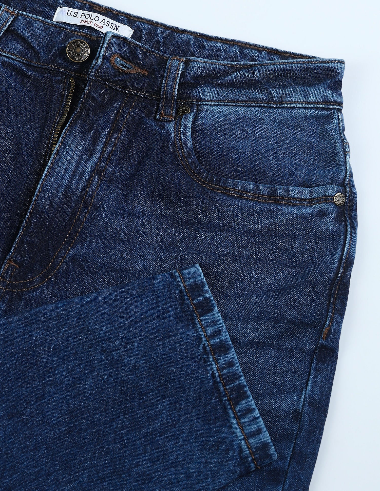 High Rise Mom Fit Jeans Dark Blue - U.S. POLO ASSN. | Large