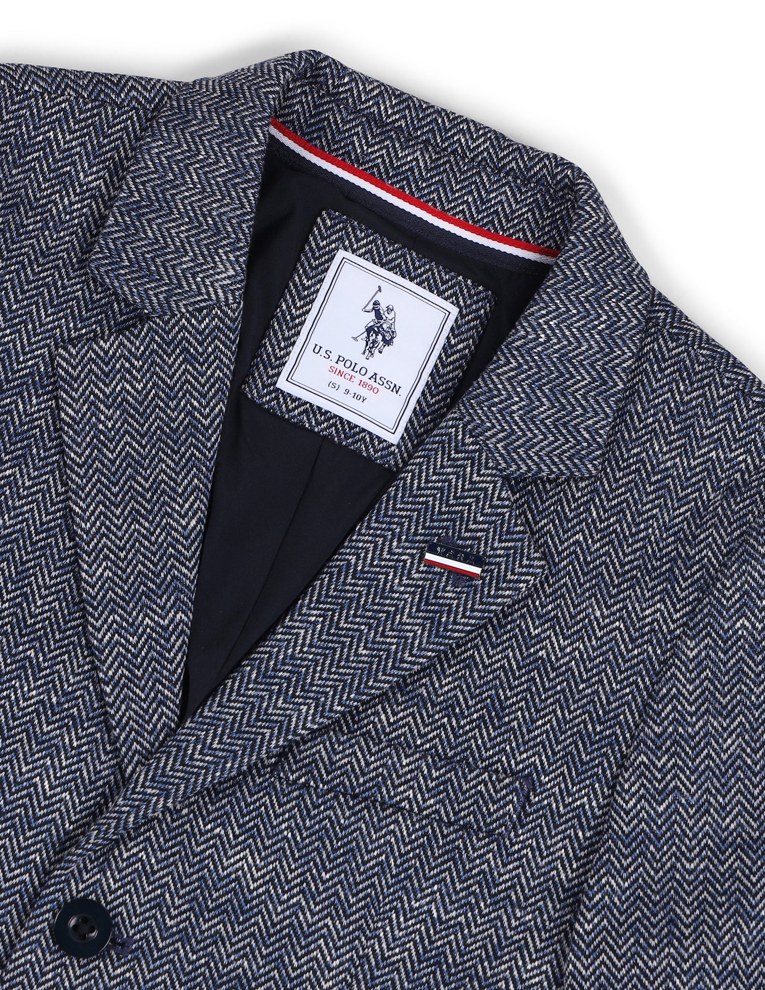 Boys Self Design Pattern Blazer Blue - U.S. POLO ASSN. | Large