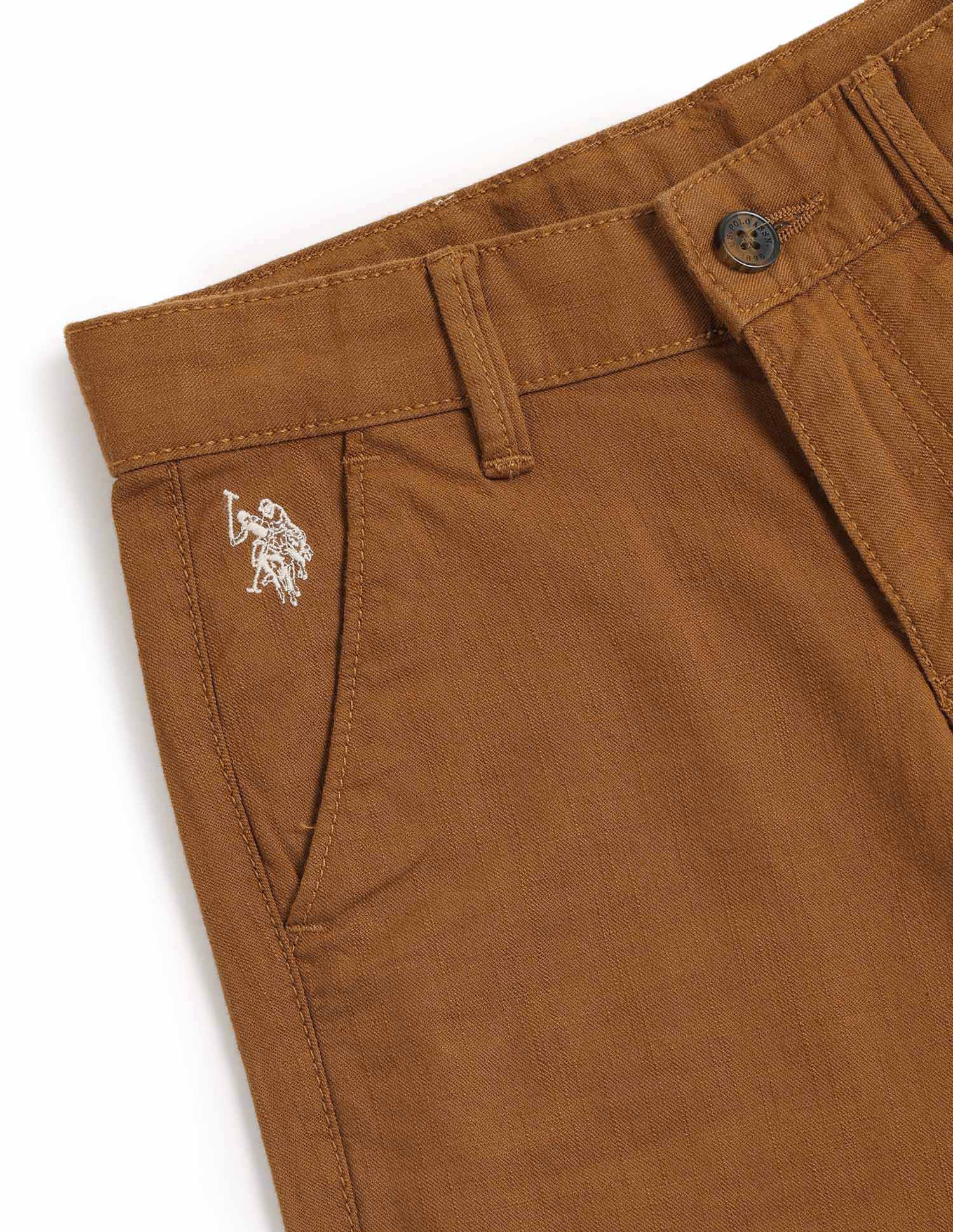 Boys Horizontal Striped Regular Fit Shorts Brown - U.S. POLO ASSN. | Large