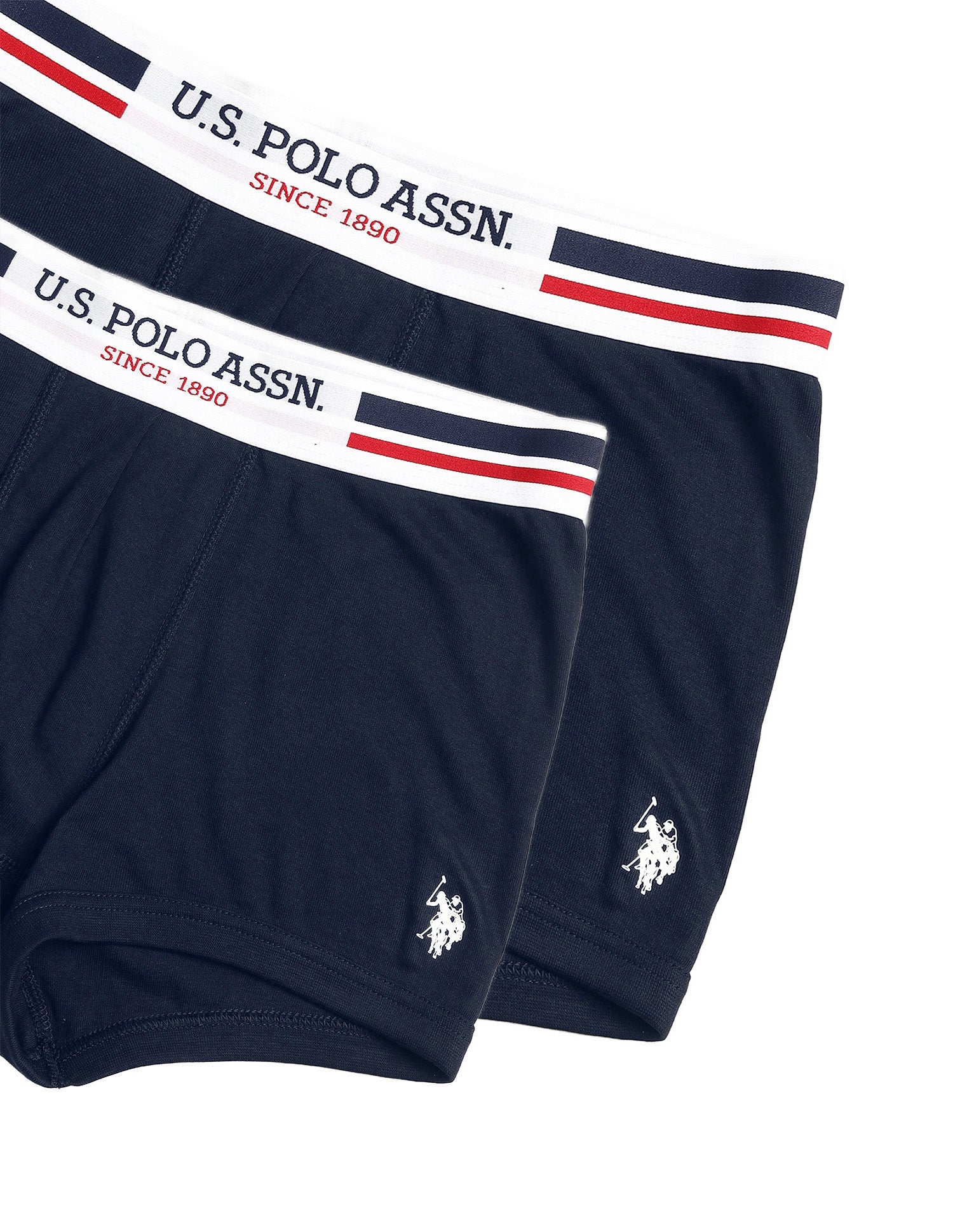 Cotton Stretch Elastic Waistband I641-P2 Trunks - Pack Of 2 Navy - U.S. Polo Assn. India | Large