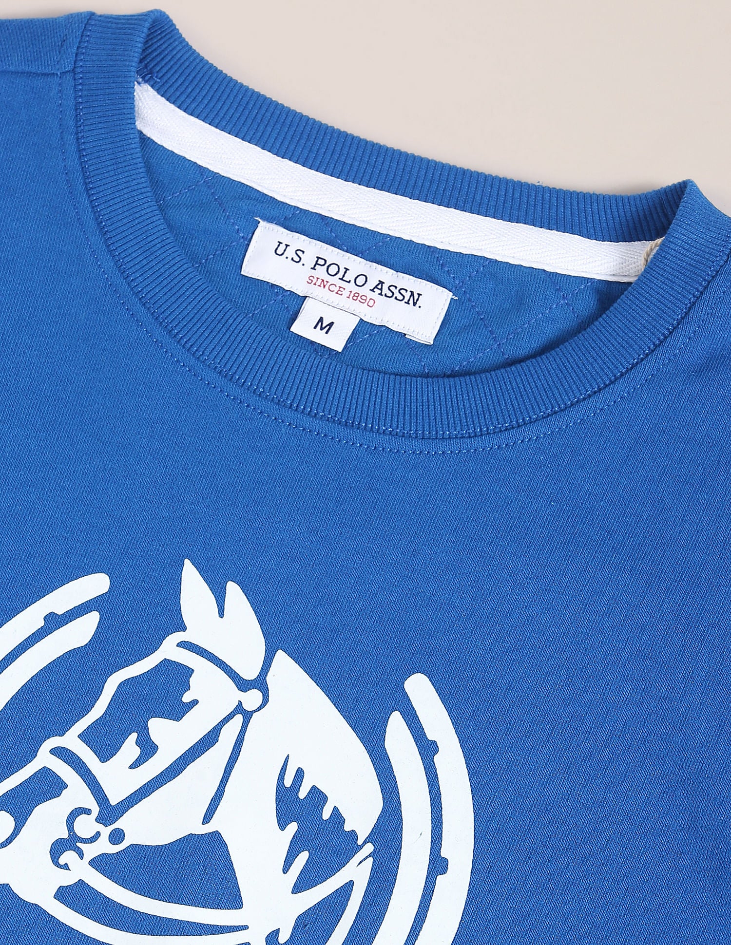 Men Blue Crew Neck Brand Print Sweatshirt Blue - U.S. POLO ASSN. | Large