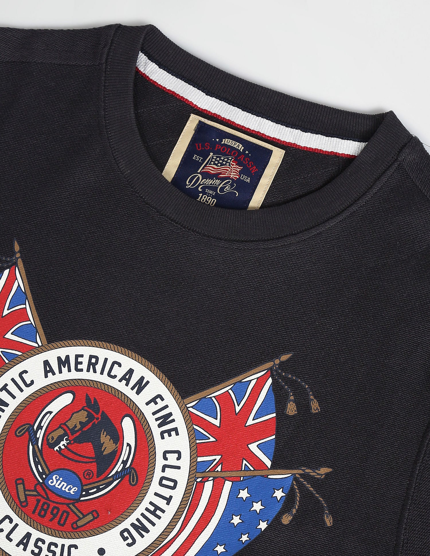 Crew Neck Graphic Print Cotton Sweatshirt Dark Grey - U.S. POLO ASSN. | Large