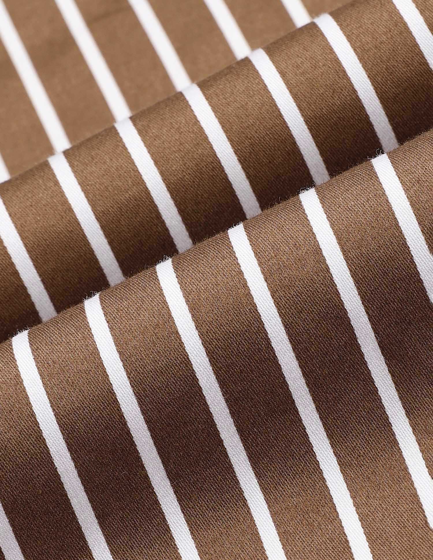 Vertical Striped Pure Cotton Shirt Brown - U.S. POLO ASSN. | Large