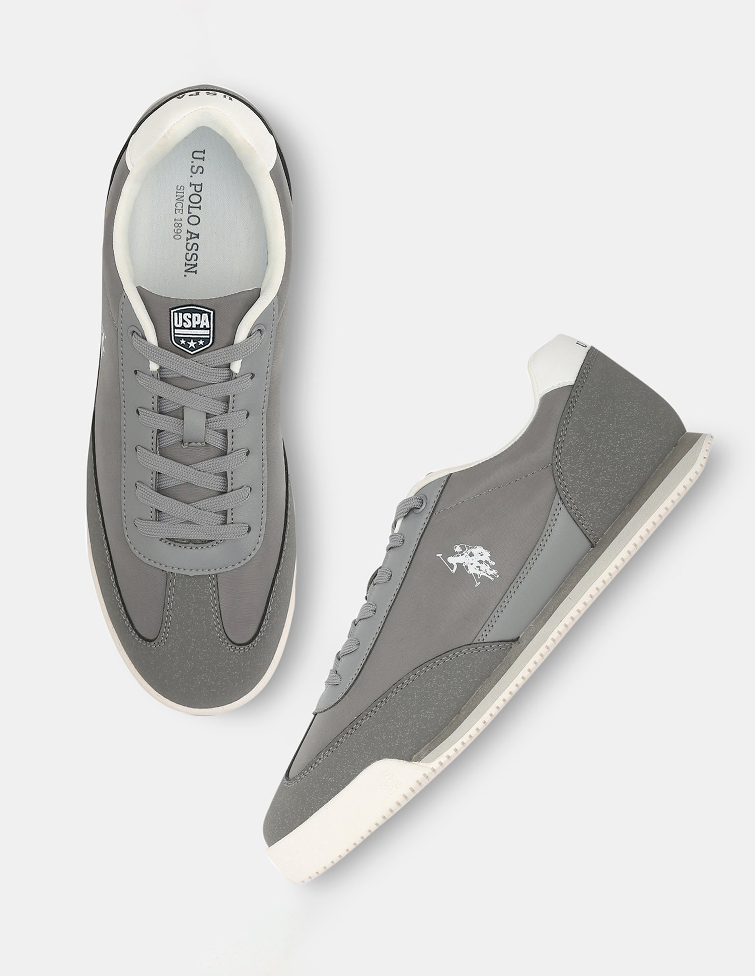 Men Solid Treviri Sneakers Grey - U.S. Polo Assn. India | Large