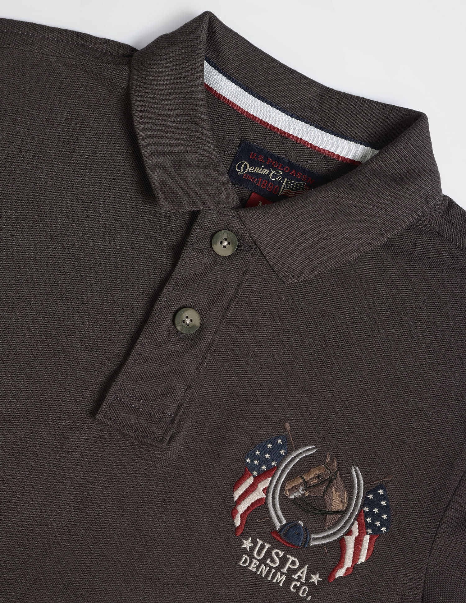 Solid Muscle Fit Polo Shirt Charcoal Grey - U.S. Polo Assn. India | Large