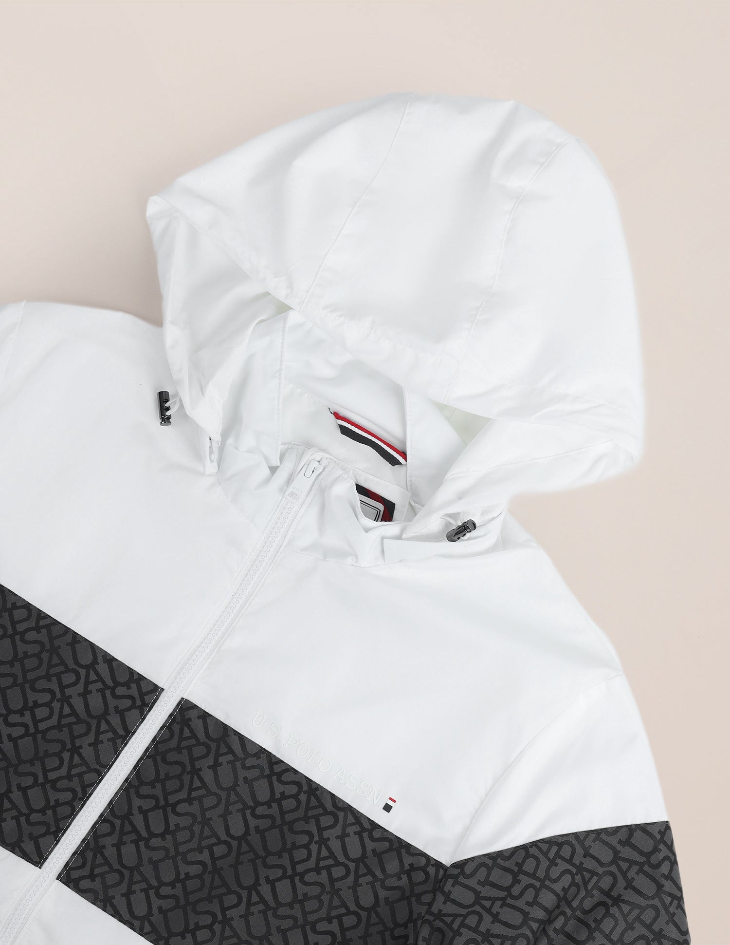 Brand Printed Hooded Jacket White - U.S. Polo Assn. India | Large