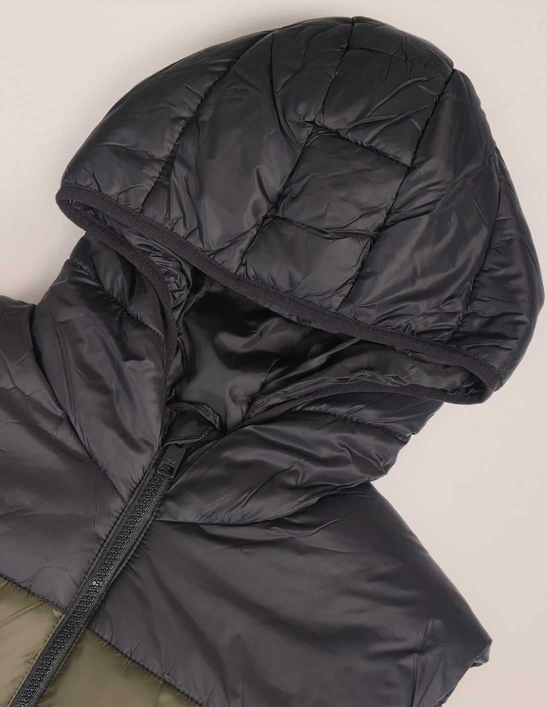 Colour Blocked Hooded Puffer Jacket Olive - U.S. POLO ASSN. | Large