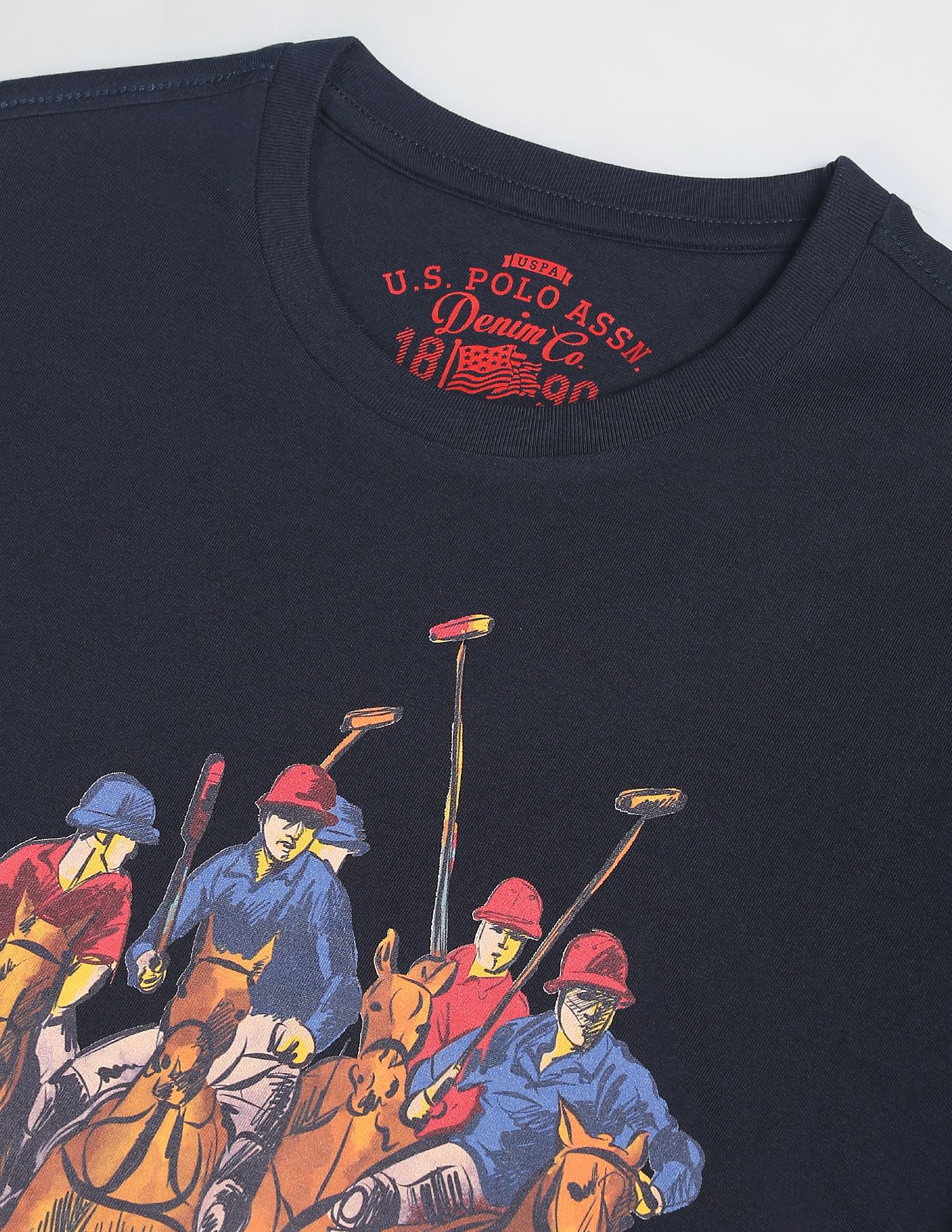 Brand Print Cotton T-Shirt Navy - U.S. POLO ASSN. | Large