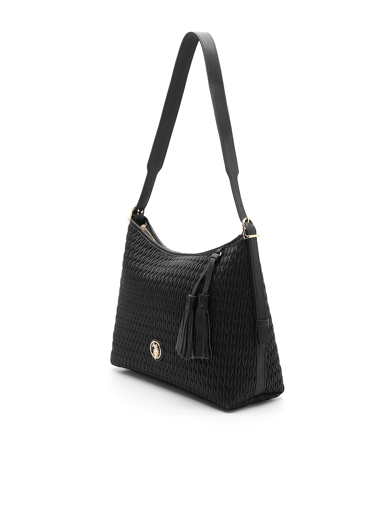 Bridget Textured Shoulder Bag Black - U.S. POLO ASSN. | Large