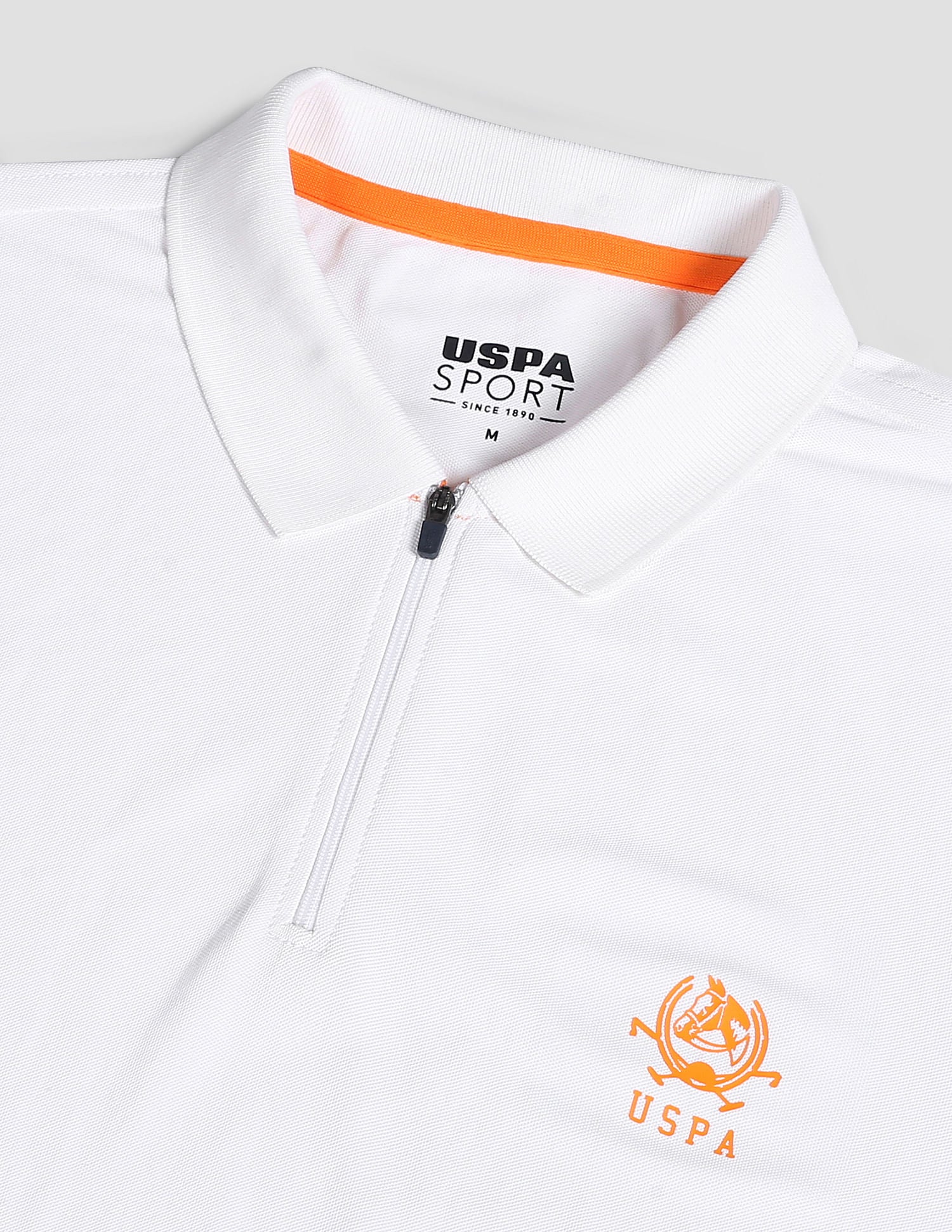 Polyester Zipper Sport Polo Shirt White - U.S. POLO ASSN. | Large