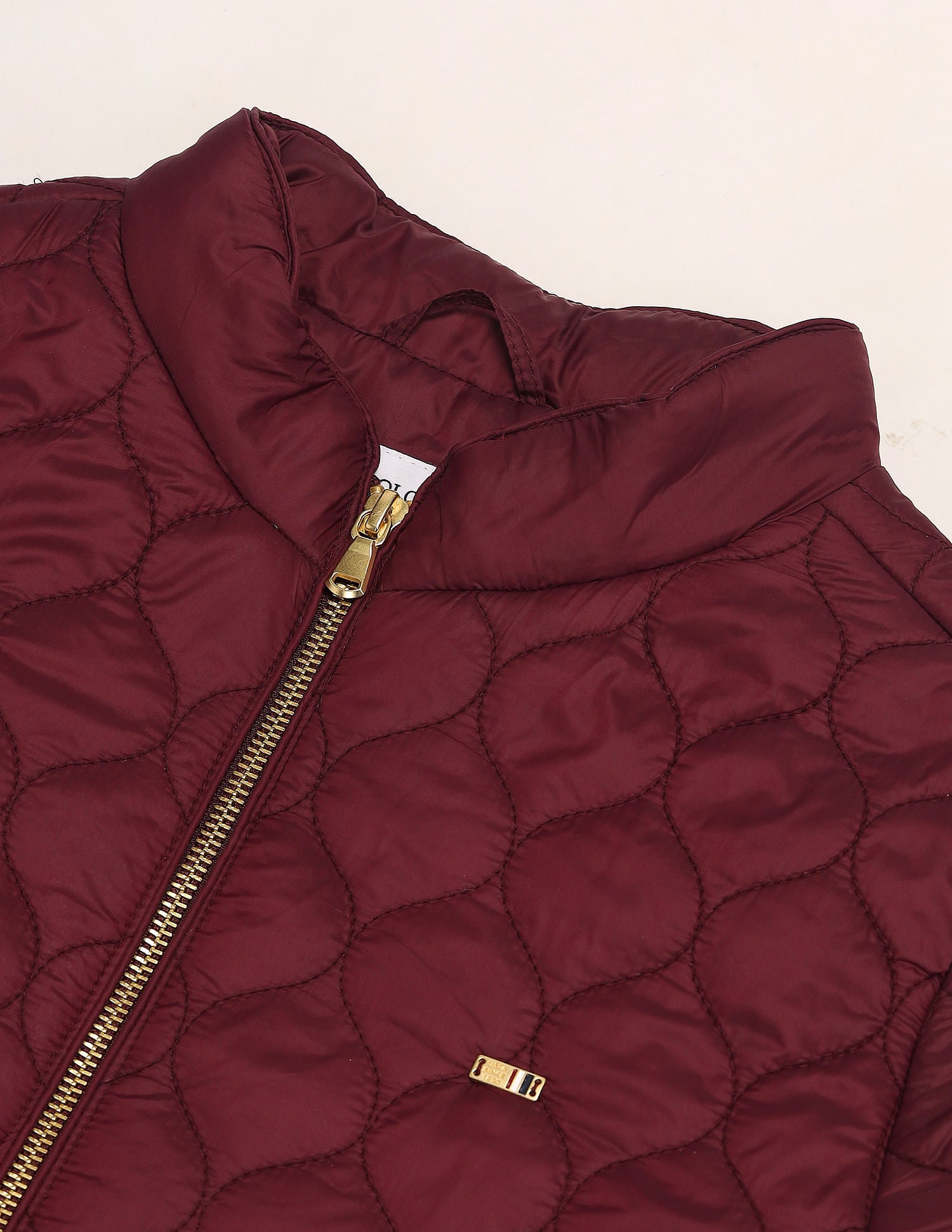 Stand Collar Longline Quilted Jacket Maroon - U.S. POLO ASSN. | Large