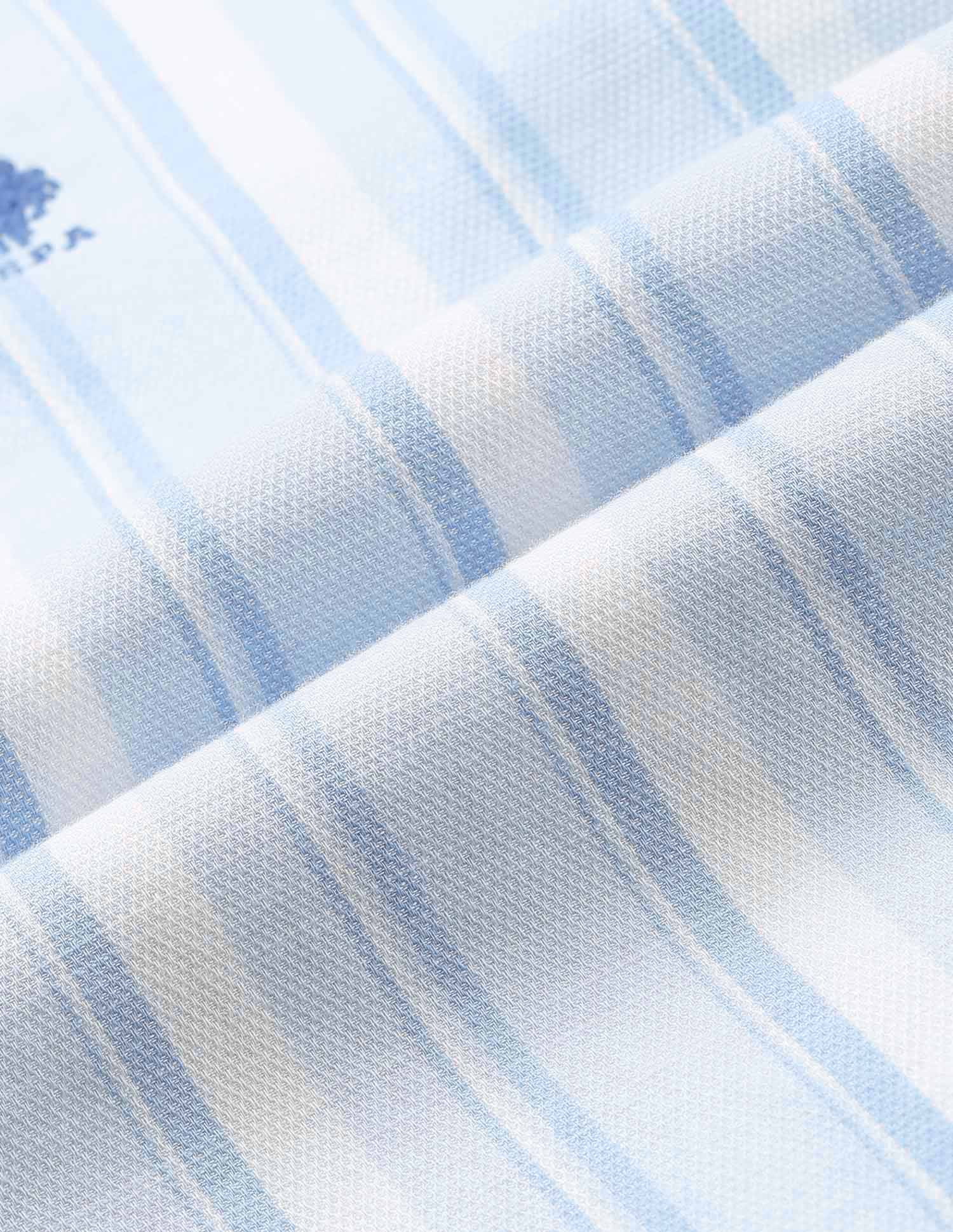 Vertical Striped Cotton Dobby Shirt Light Blue - U.S. Polo Assn. India | Large