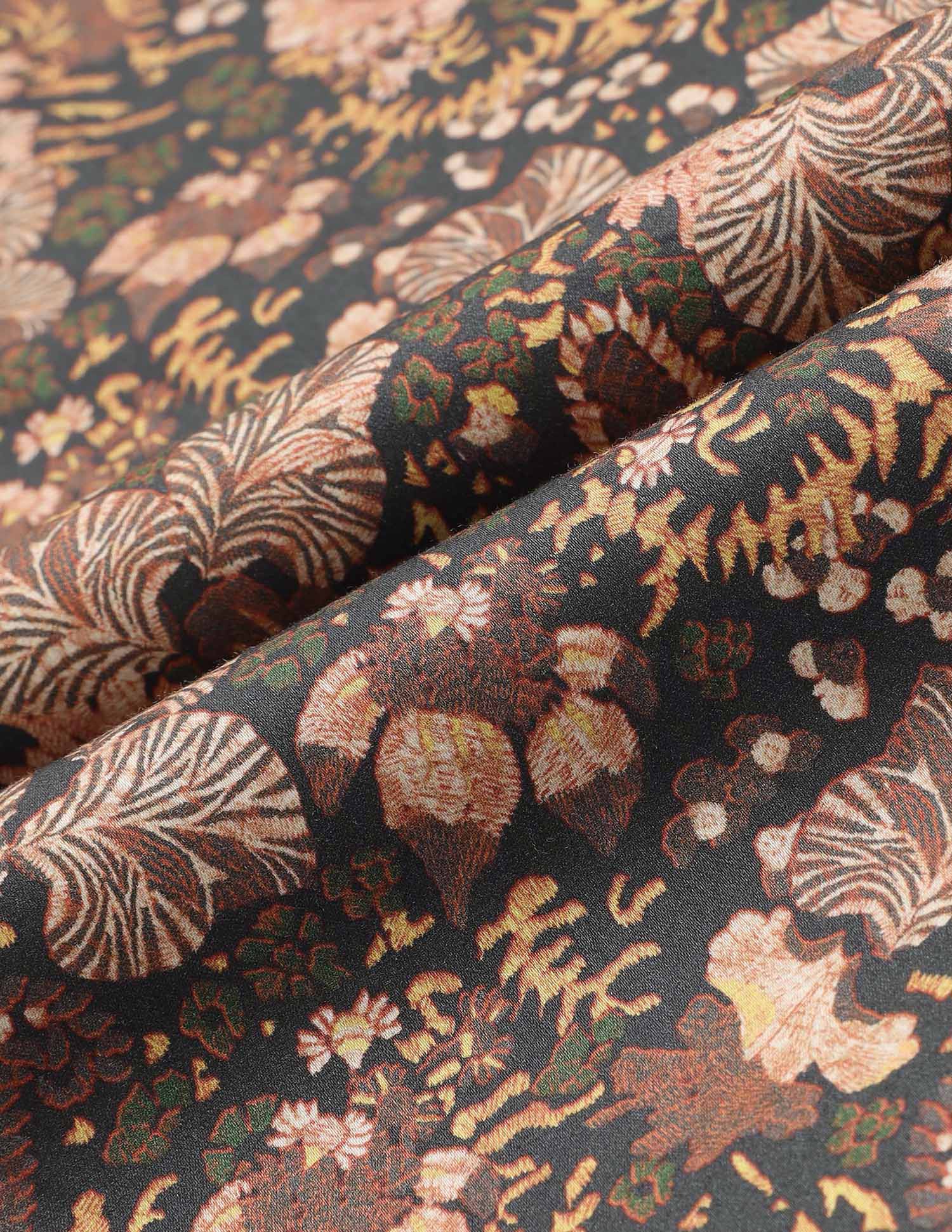 Floral Printed Satin Pure Cotton Shirt Brown - U.S. Polo Assn. India | Large