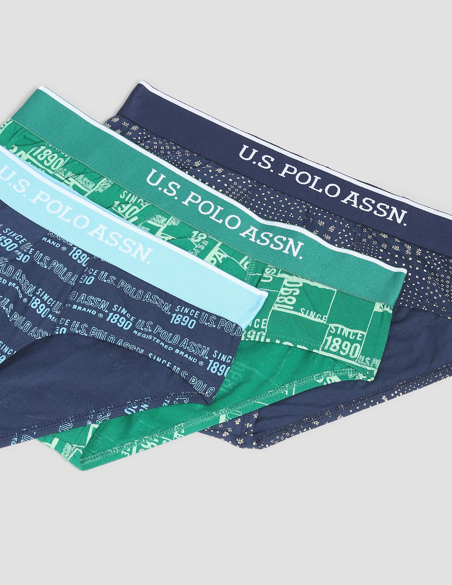 Abrasion Free Printed OEB01 Briefs - Pack Of 3 Blue, Navy and Green - U.S. POLO ASSN. | Large
