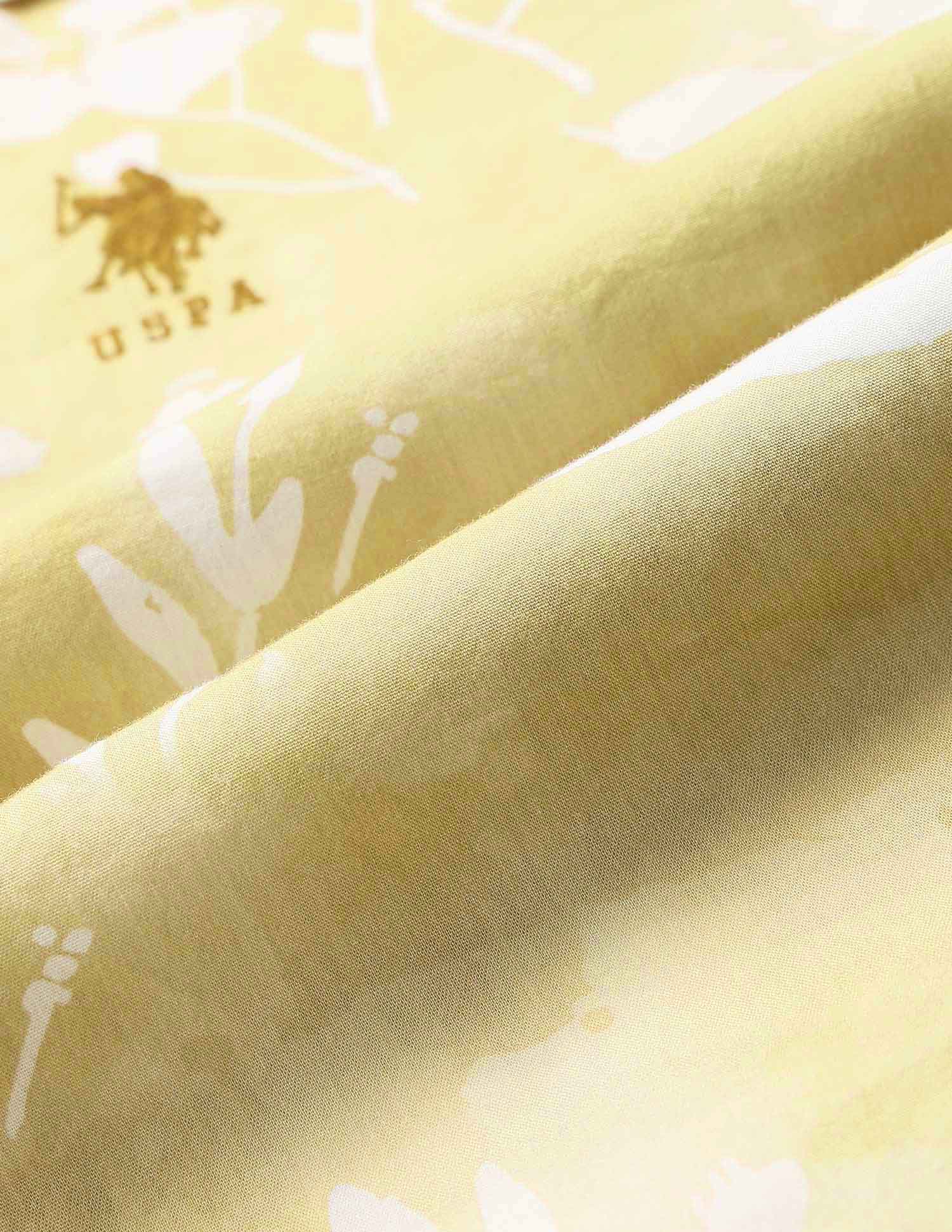 Boys Floral Printed Regular Fit Shirt Yellow - U.S. POLO ASSN. | Large