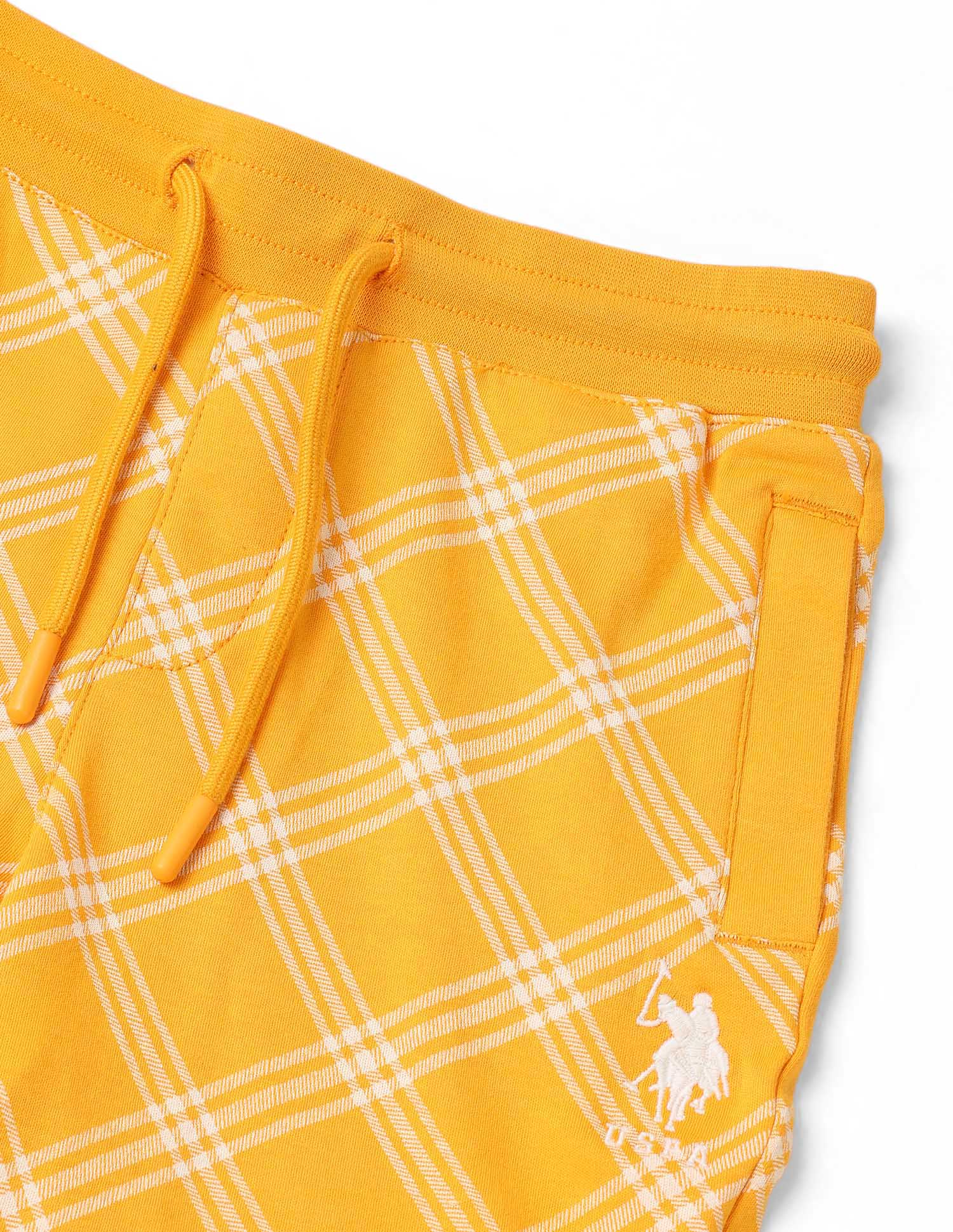 Boys Plaid Checked Regular Fit Shorts Orange - U.S. POLO ASSN. | Large