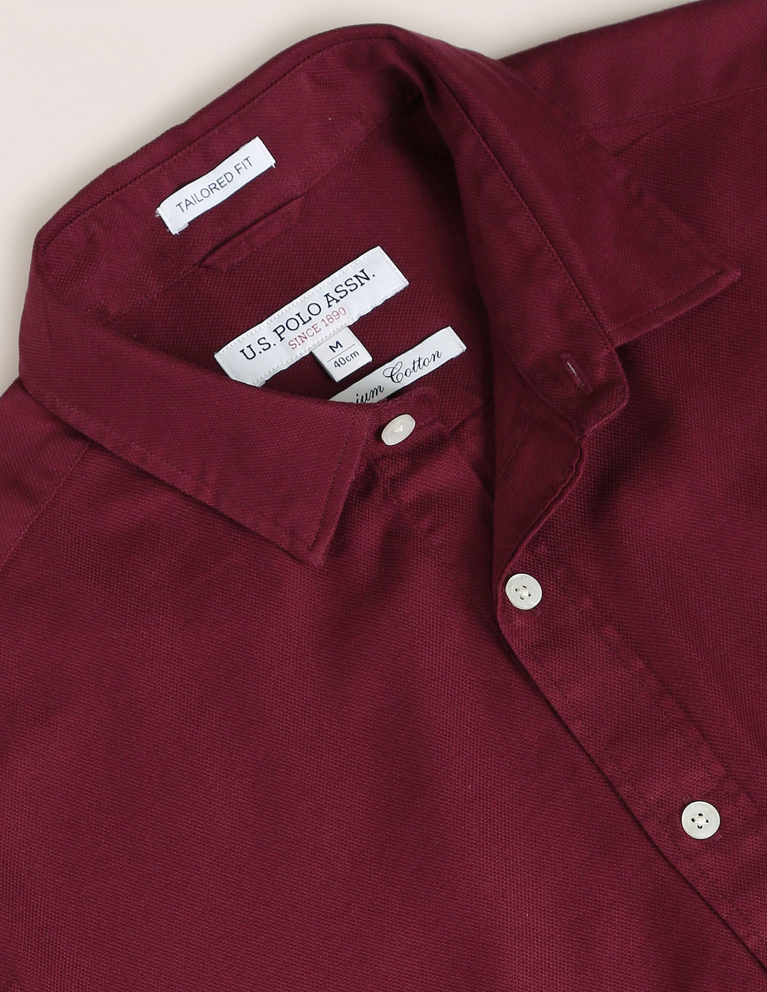 Solid Cotton Casual Shirt Maroon - U.S. Polo Assn. India | Large