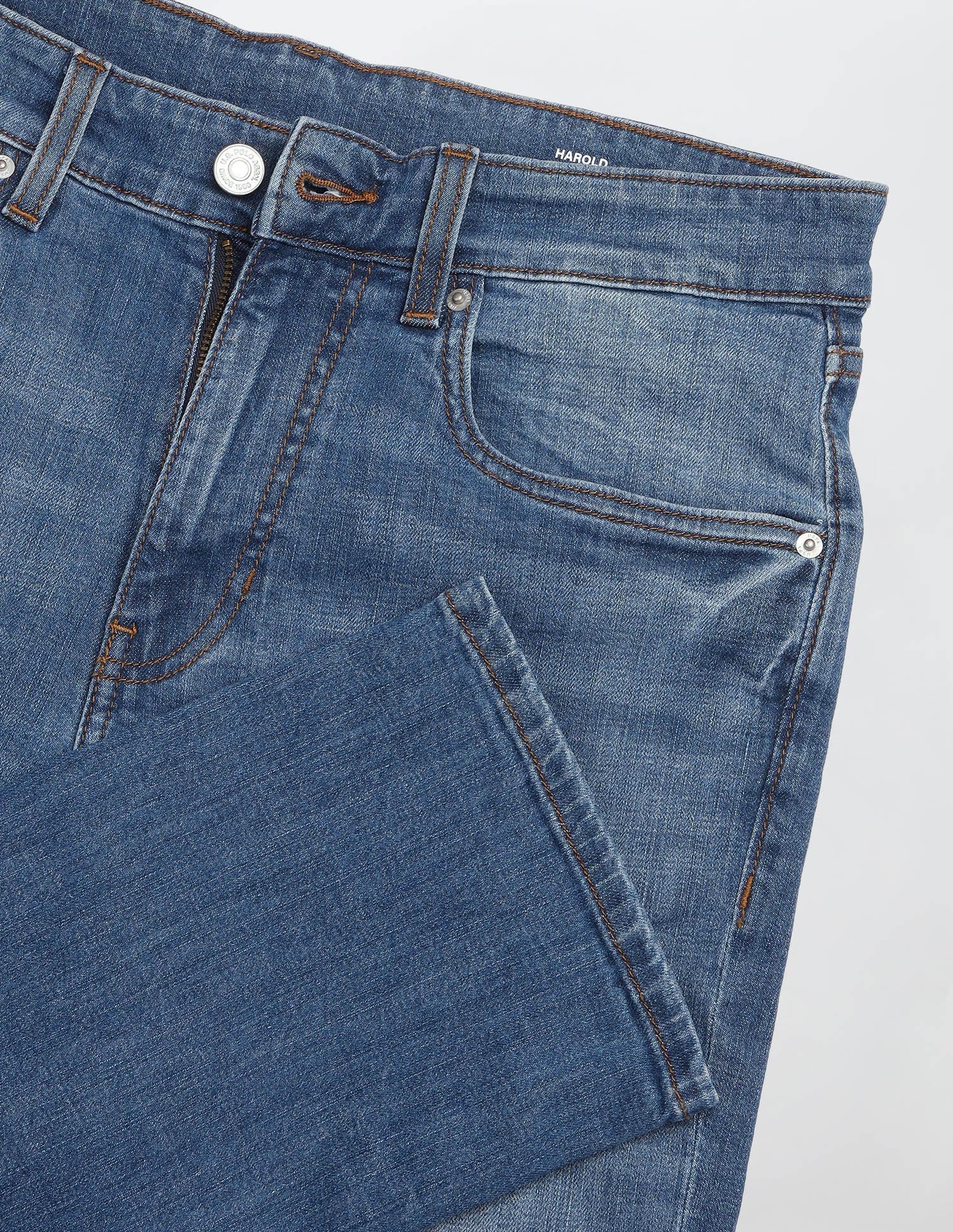 Harold Slim Straight Fit Blue Jeans Mid Blue - U.S. Polo Assn. India | Large