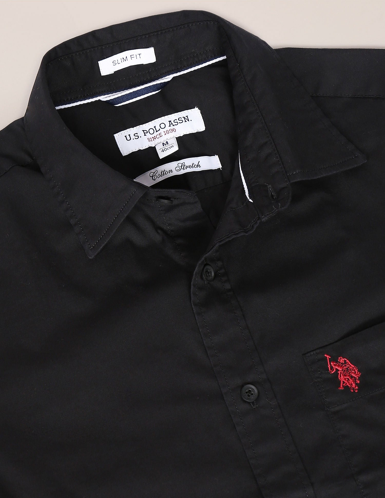 Men Black Slim Fit Solid Casual Shirt Black - U.S. POLO ASSN. | Large