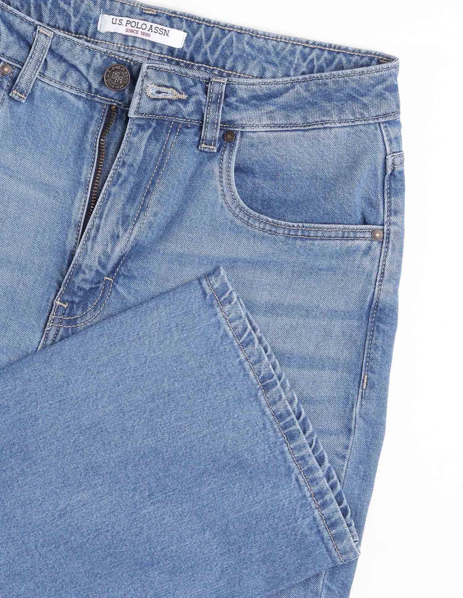 High Rise Straight Fit Jeans Mid Blue - U.S. POLO ASSN. | Large