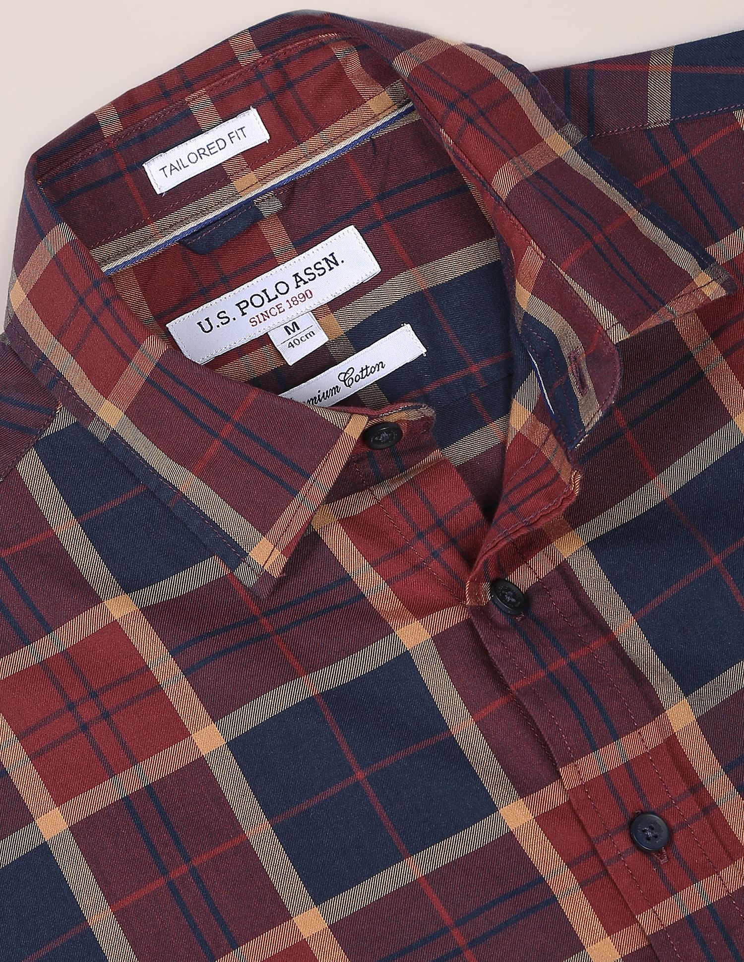 Plaid Check Twill Casual Shirt Maroon - U.S. Polo Assn. India | Large