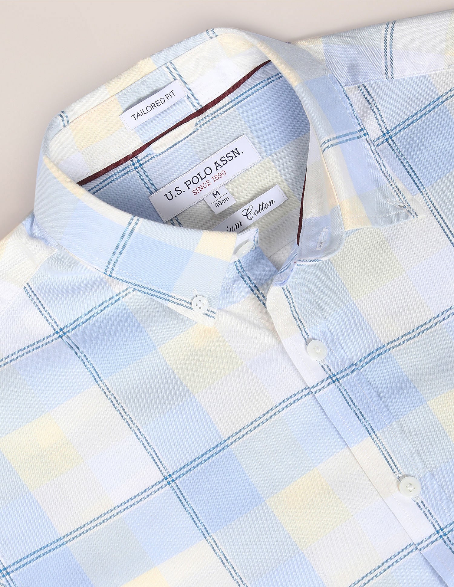 Pure Cotton Plaid Shirt Blue - U.S. Polo Assn. India | Large