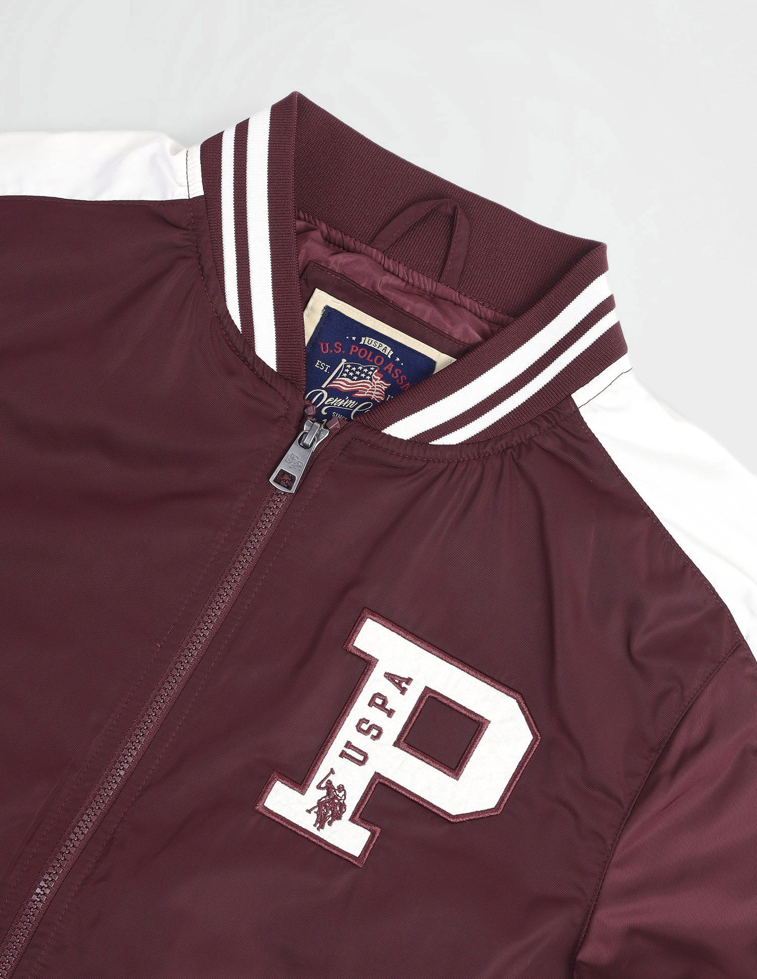 Brand Printed Regular Fit Jacket Maroon - U.S. Polo Assn. India | Large