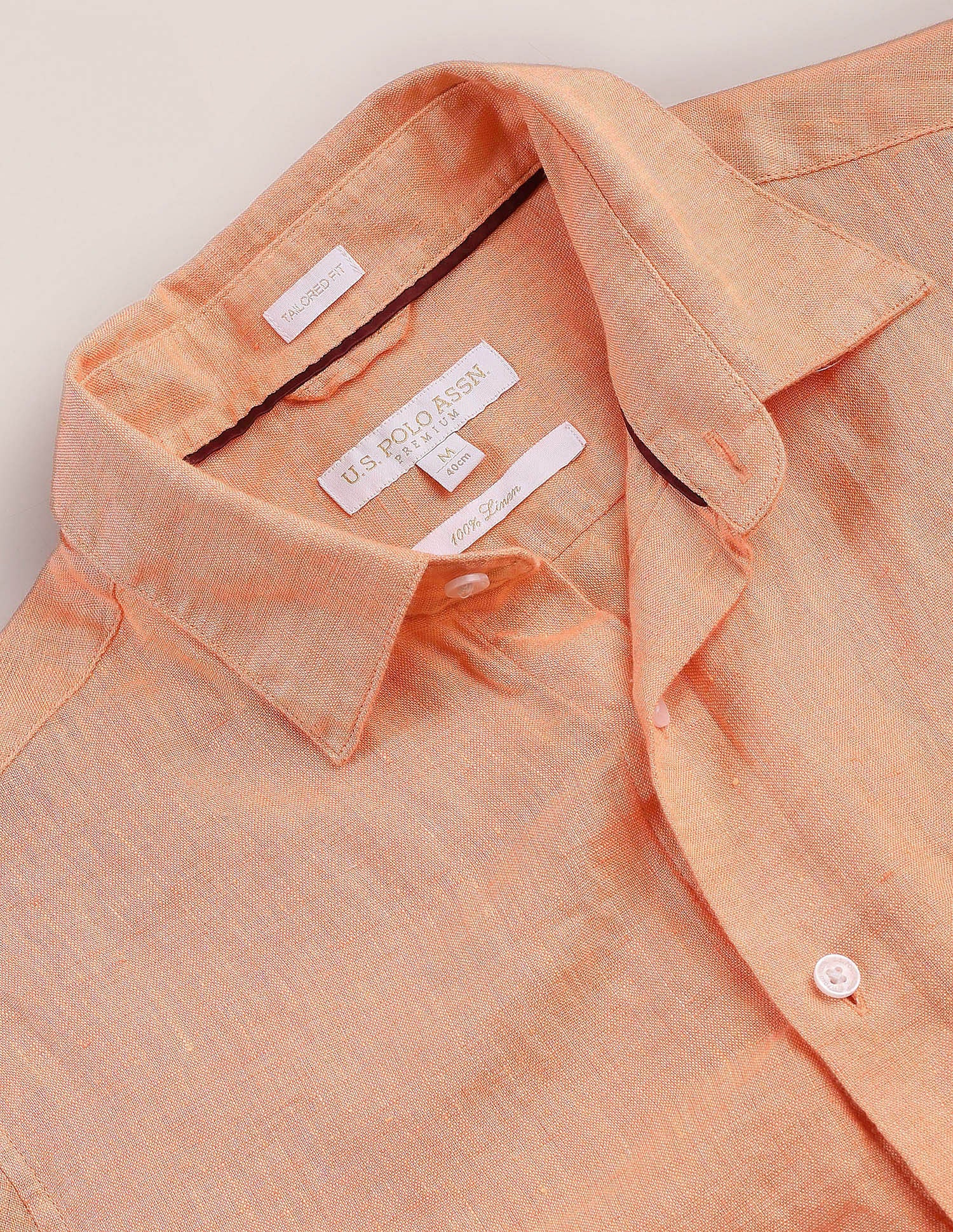 Solid Linen Shirt Orange - U.S. Polo Assn. India | Large