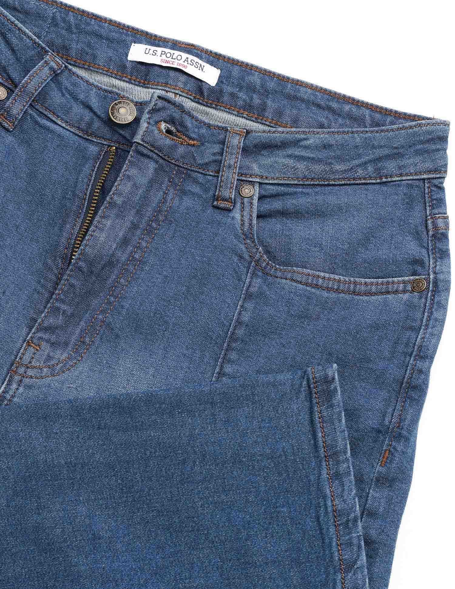 High Rise Wide Leg Fit Pintuck Jeans Blue - U.S. Polo Assn. India | Large