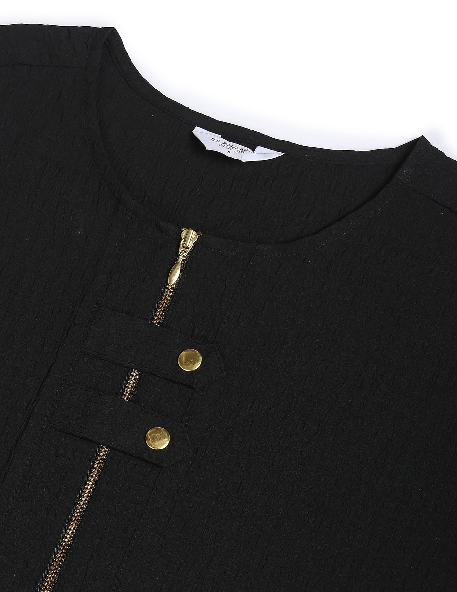 Round Neck Textured Top Black - U.S. Polo Assn. India | Large
