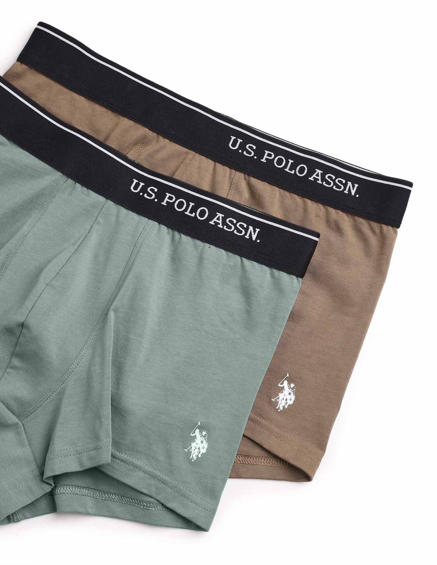 Cotton Stretch Breathable OET18 Trunks - Pack Of 2 Coca Creme and Chinon Green - U.S. POLO ASSN. | Large