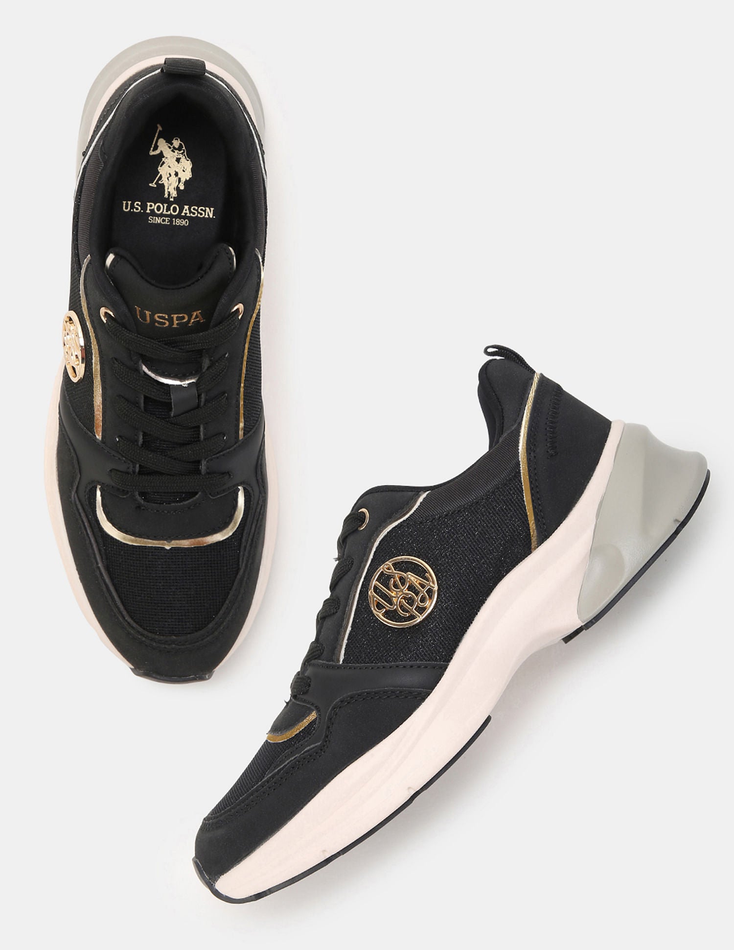 Women Lace Up Ginevra Sneakers Black - U.S. POLO ASSN. | Large