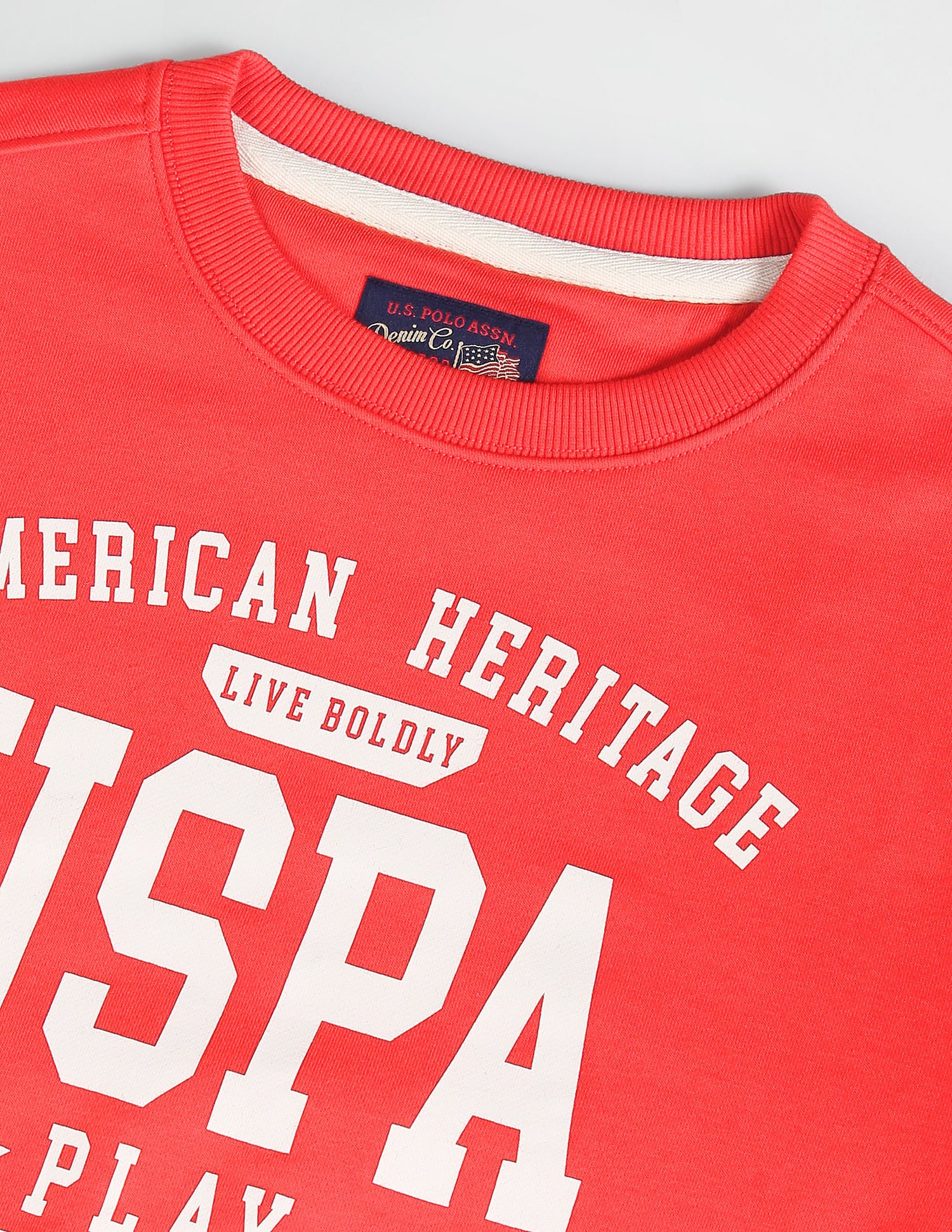 Crew Neck Brand Print Sweatshirt Red - U.S. POLO ASSN. | Large