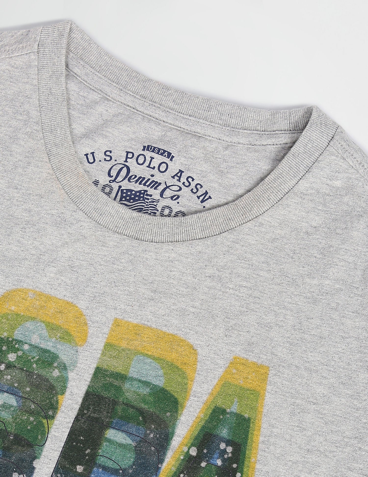 Men Light Grey Heathered Brand Print T-Shirt Light Grey - U.S. POLO ASSN. | Large