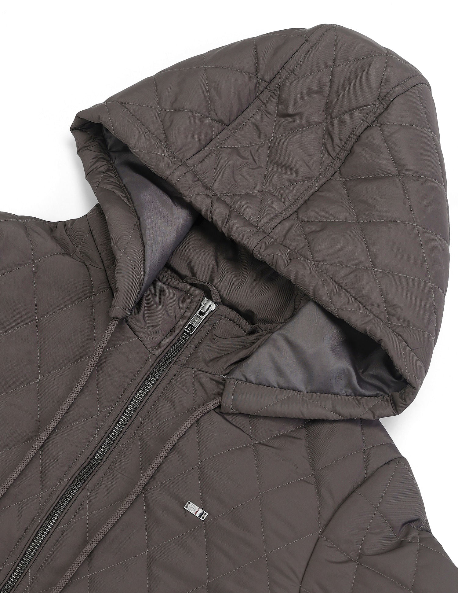 Hooded Longline Quilted Jacket Brown - U.S. POLO ASSN. | Large