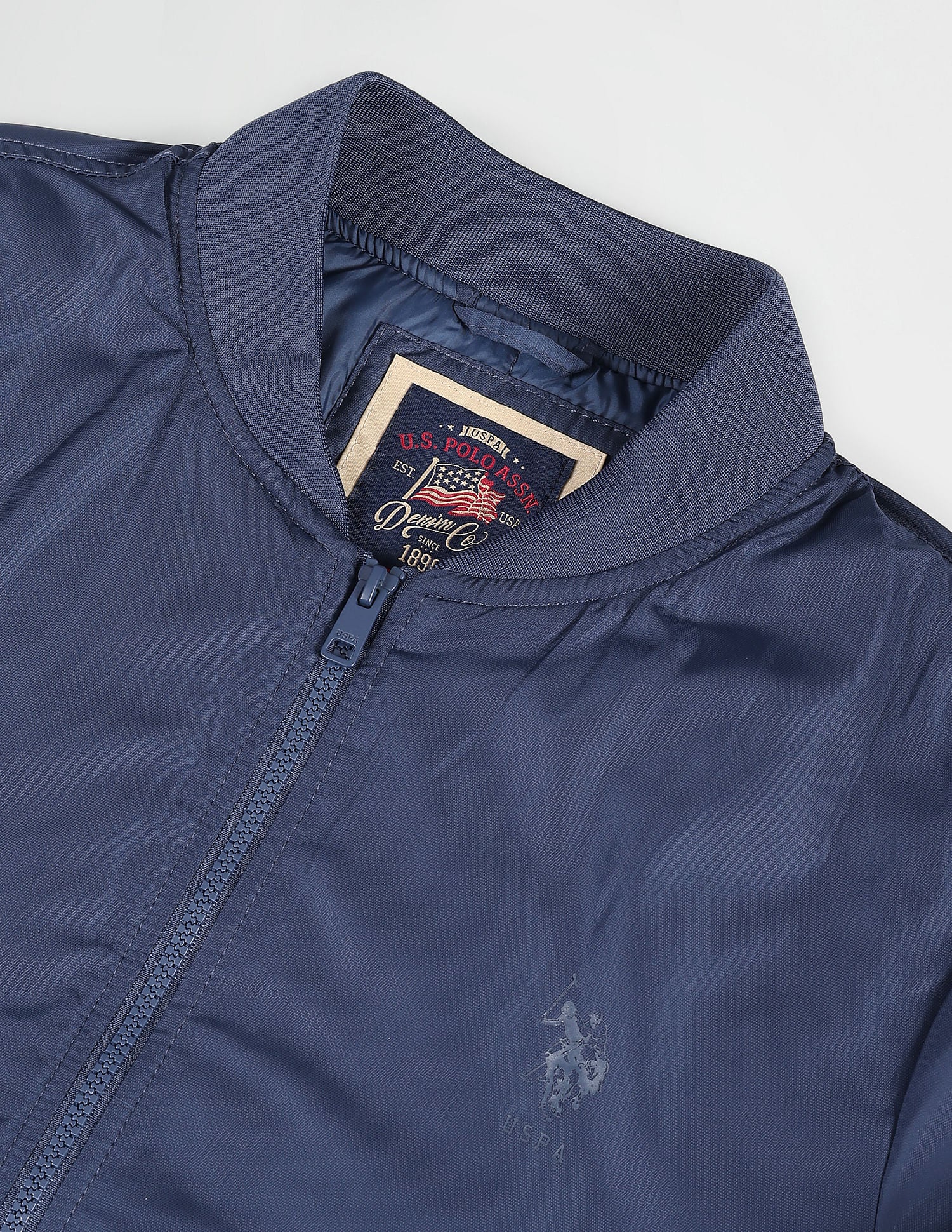 High Neck Long Sleeve Bomber Jacket Blue - U.S. POLO ASSN. | Large