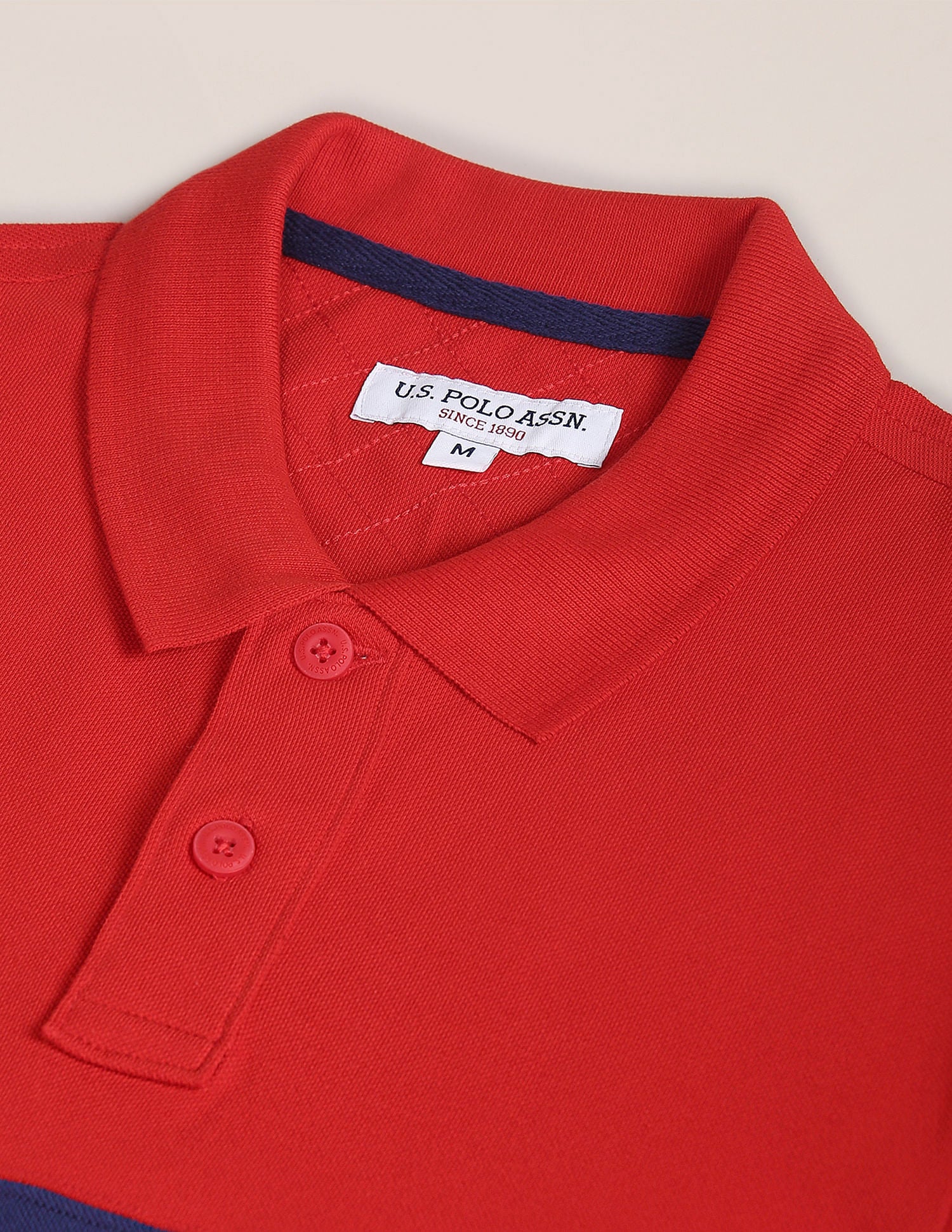 Brand Print Cotton Polo Shirt Red - U.S. Polo Assn. India | Large