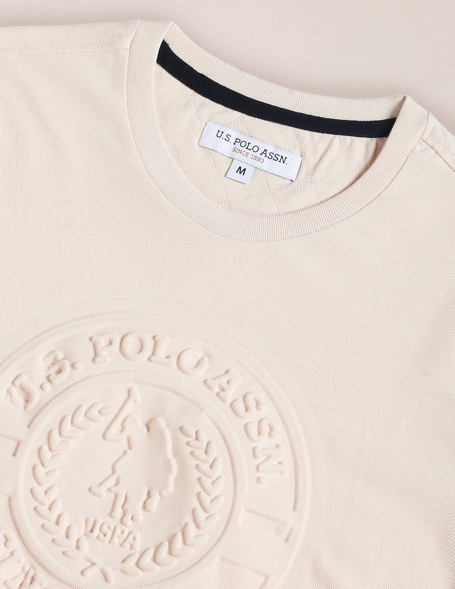 Embossed Slim T-Shirt Beige - U.S. Polo Assn. India | Large