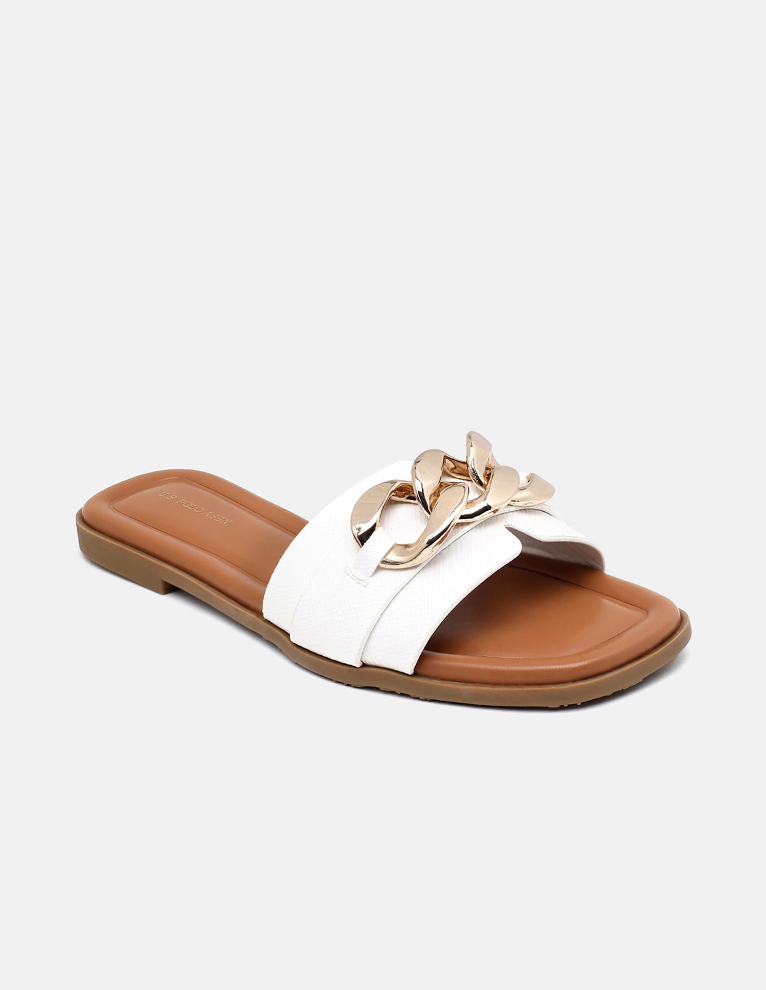 Brevan Open Toe Gold Hardware Sandals Off White - U.S. Polo Assn. India | Large