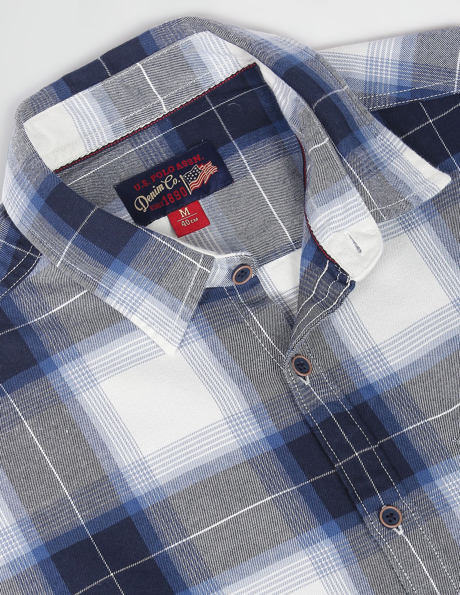 Pure Cotton Plaid Check Casual Shirt Blue - U.S. Polo Assn. India | Large