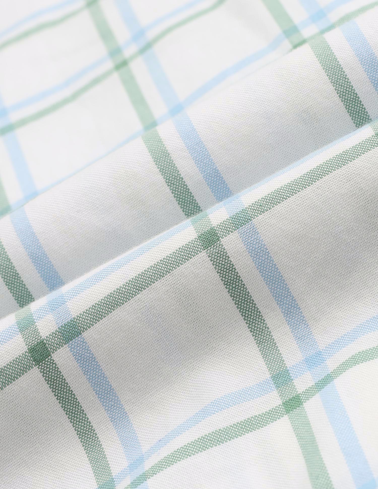 Pure Cotton Windowpane Checked Shirt Light Green - U.S. Polo Assn. India | Large