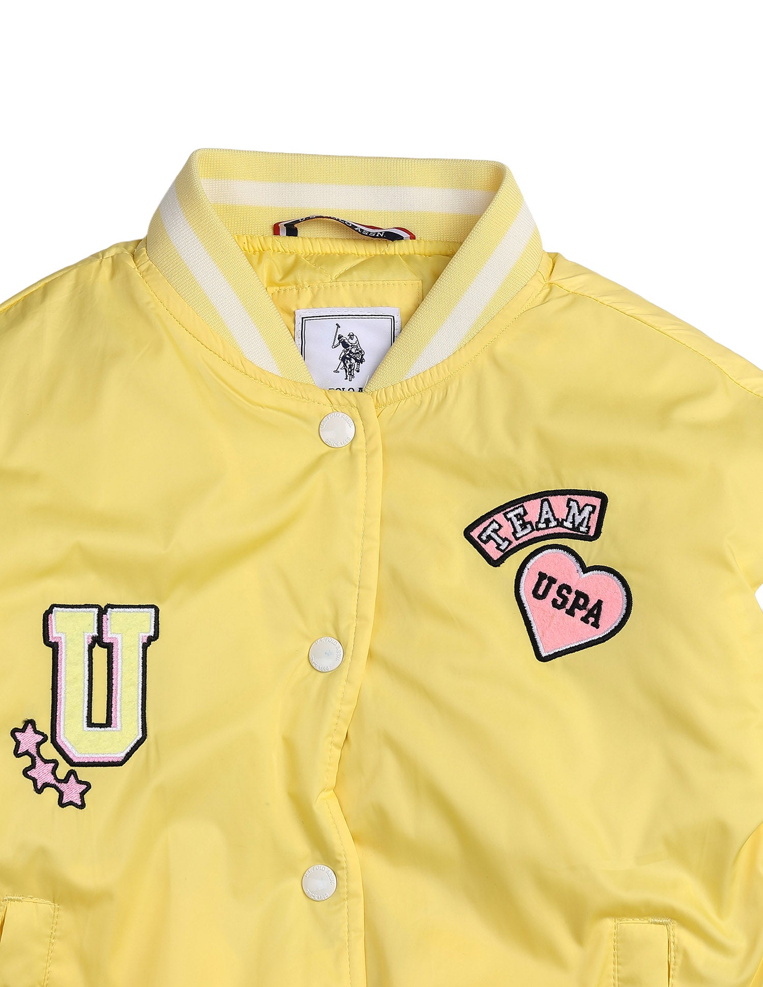 Girls Color Block Varsity Jacket Yellow - U.S. POLO ASSN. | Large