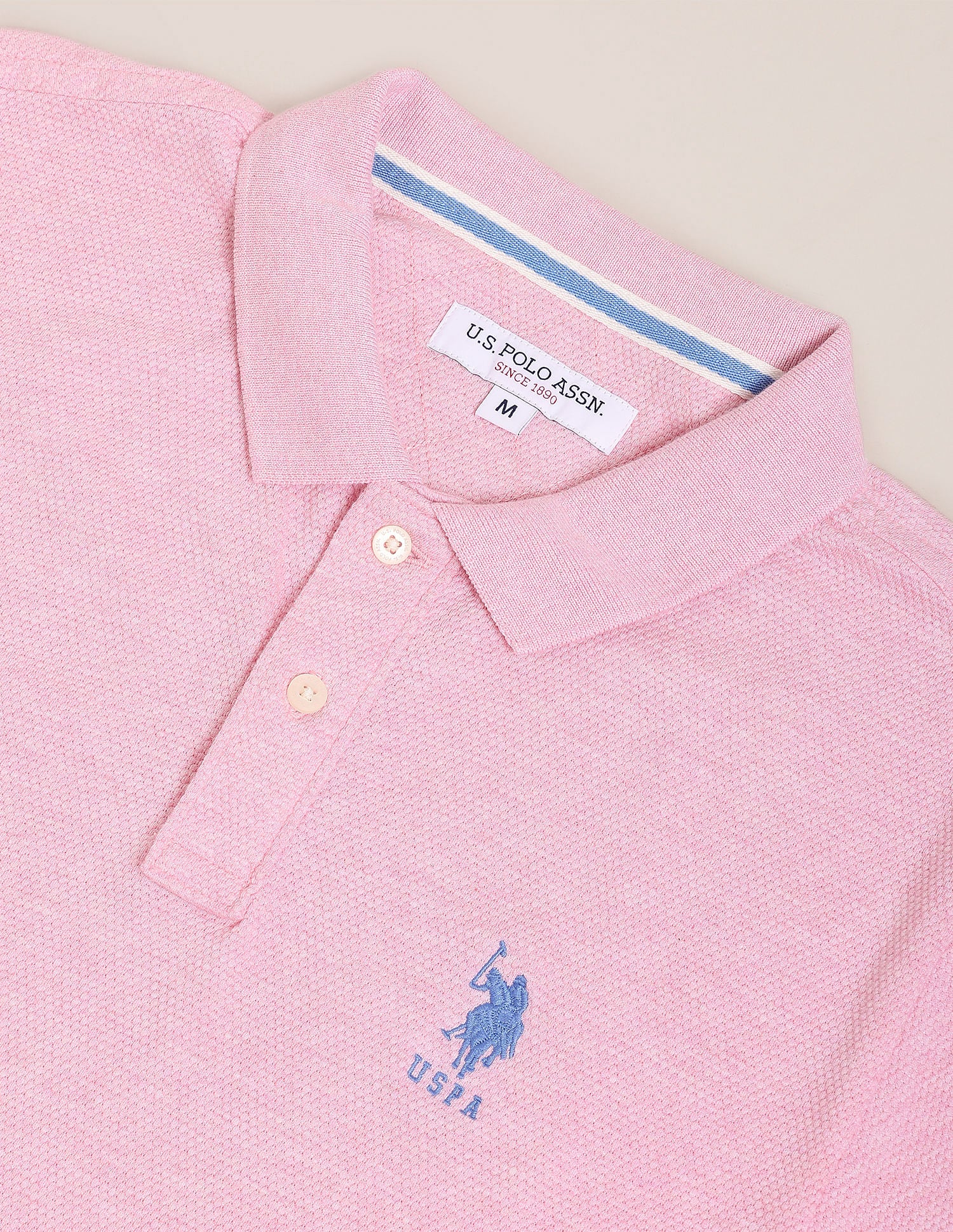 Slim Fit Popcorn Polo Shirt Light Pink - U.S. Polo Assn. India | Large
