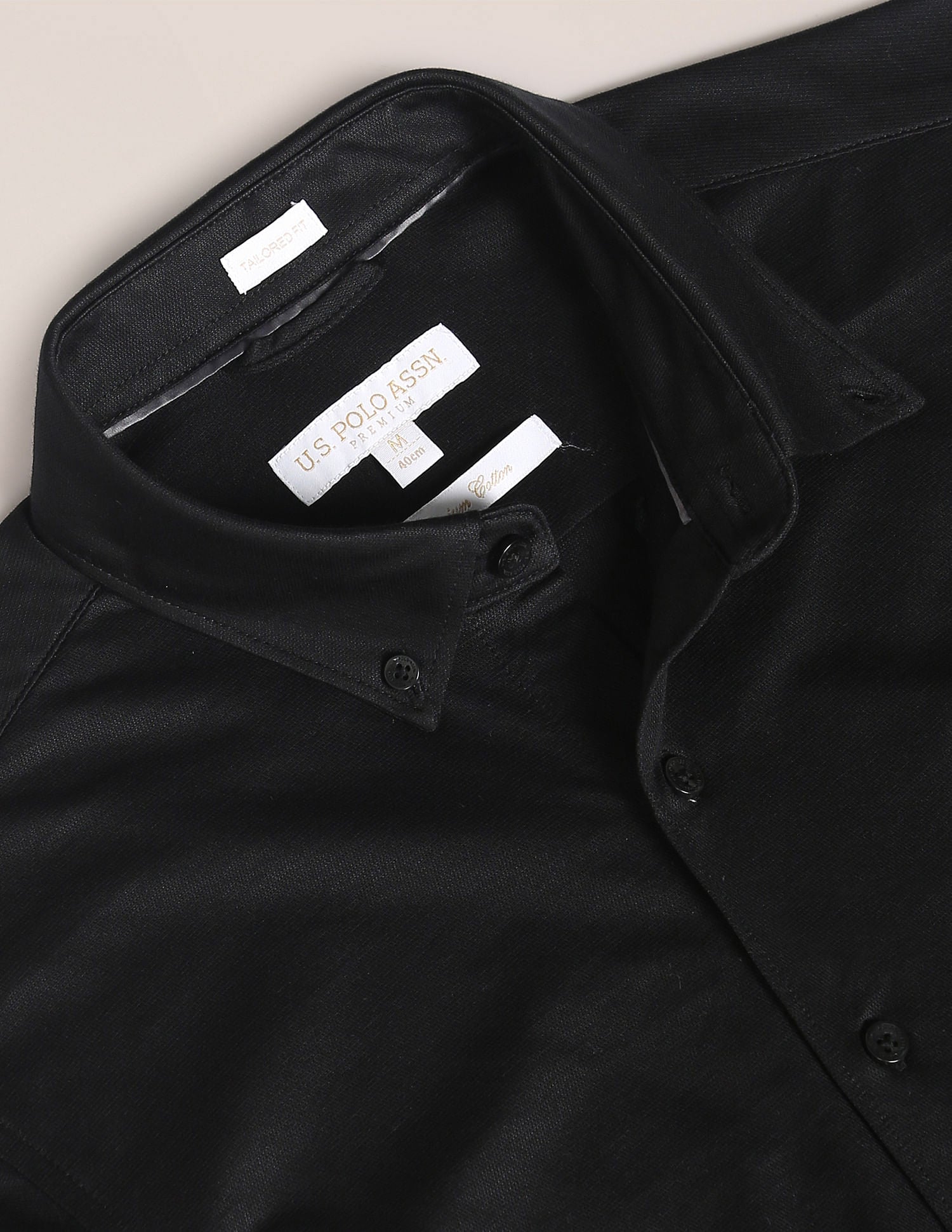Solid Button Down Collar Shirt Black - U.S. Polo Assn. India | Large